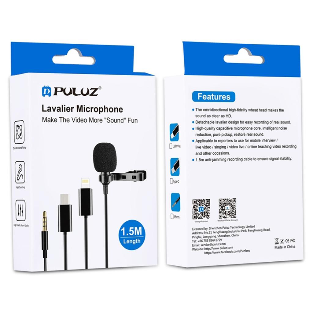Clip-on Lapel Mini Lavalier Mic Microphone For Phone Type-C Jack 1.5M