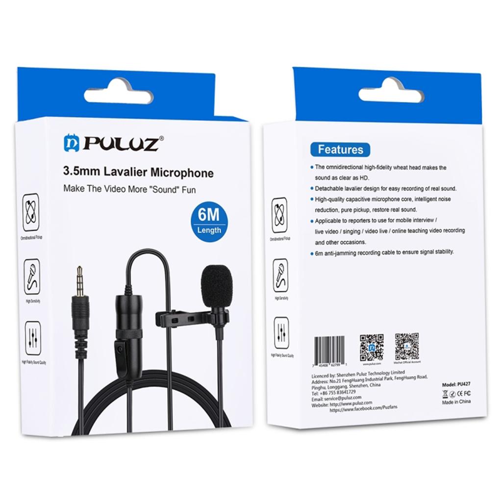 Clip-on Lapel Mini Lavalier Mic Microphone For Phone Omni-direction 6M