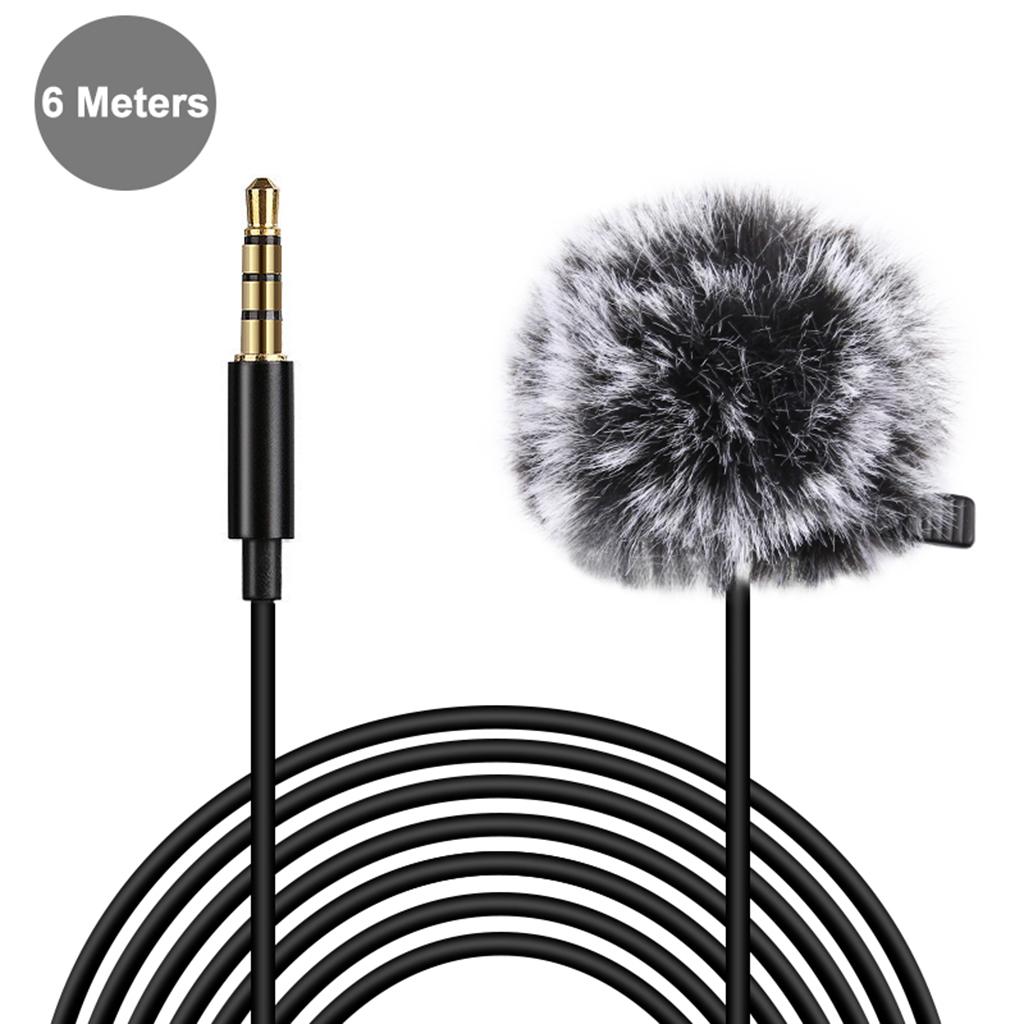 Clip-on Lapel Mini Lavalier Mic Microphone For Phone 3.5mm Jack 6M