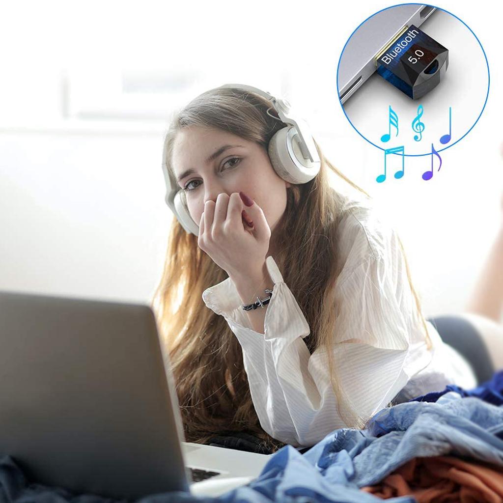 Bluetooth 5.0 Adapter Wireless Dongle Stereo Receiver Audio For PC Laptop TV