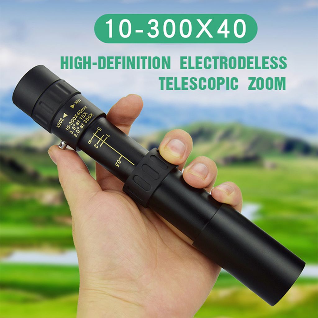 4K 10-300X40mm Zoom Monocular Telescope BAK4 Monocular + Tripod + Clip