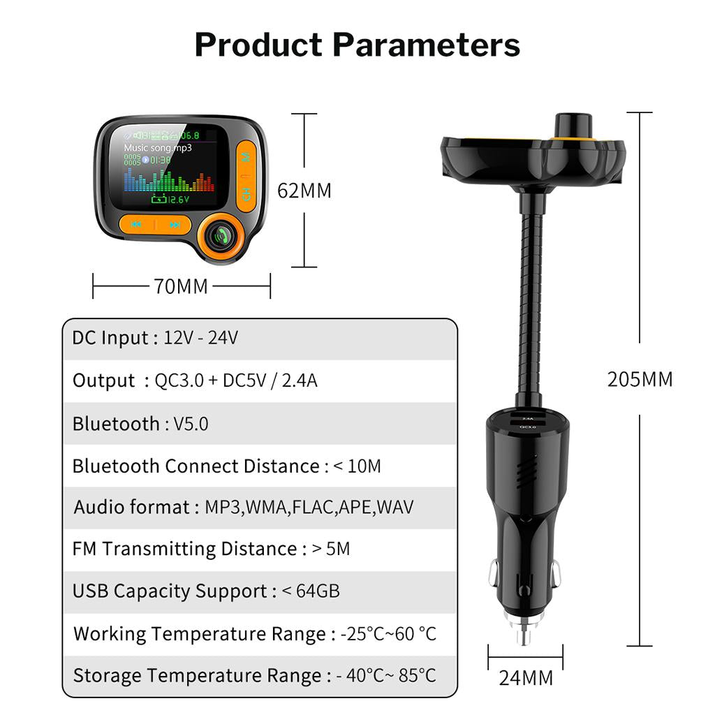 Car FM Transmitter MP3 Player Hands-free Radio Adapter USB Charger