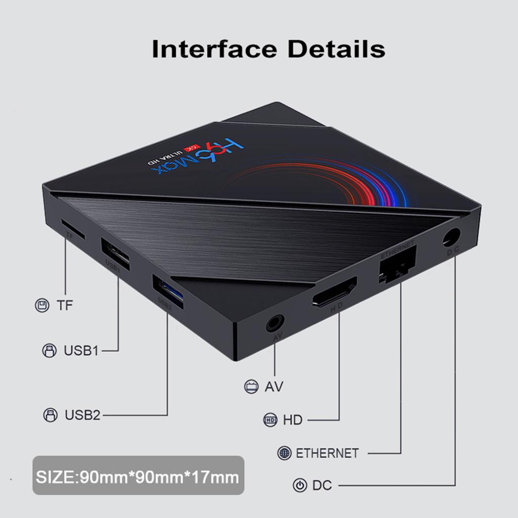 H96 MAX H616 Android 10 TV 6K 3D Media Player Wifi Quad Core Smart 4G + 32G