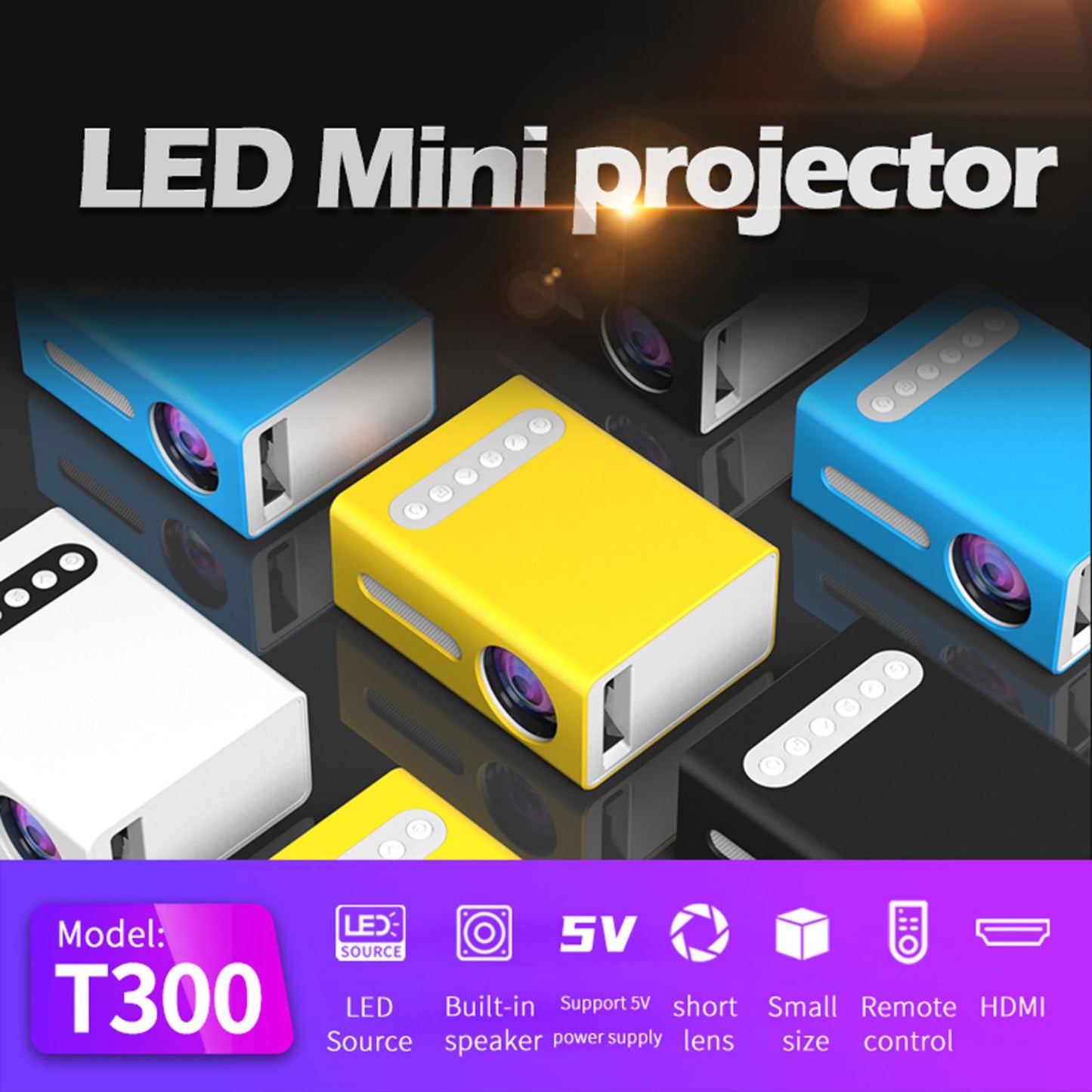 Mini Portable Projector LED HD Video Home Theater Cinema HDMI AV USB
