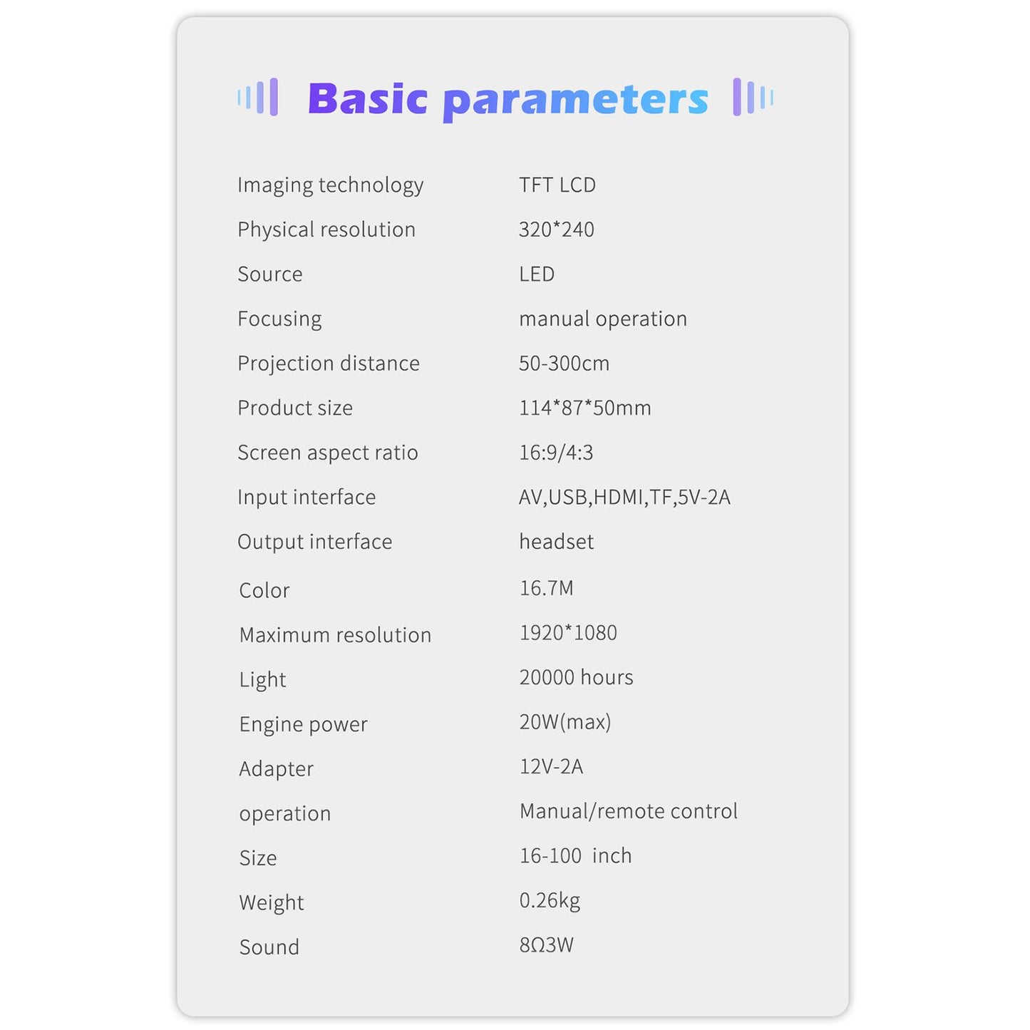 Portable T300 LED Mini Pocket Video Projector 1080P HDMI USB TF AV Kids Gift