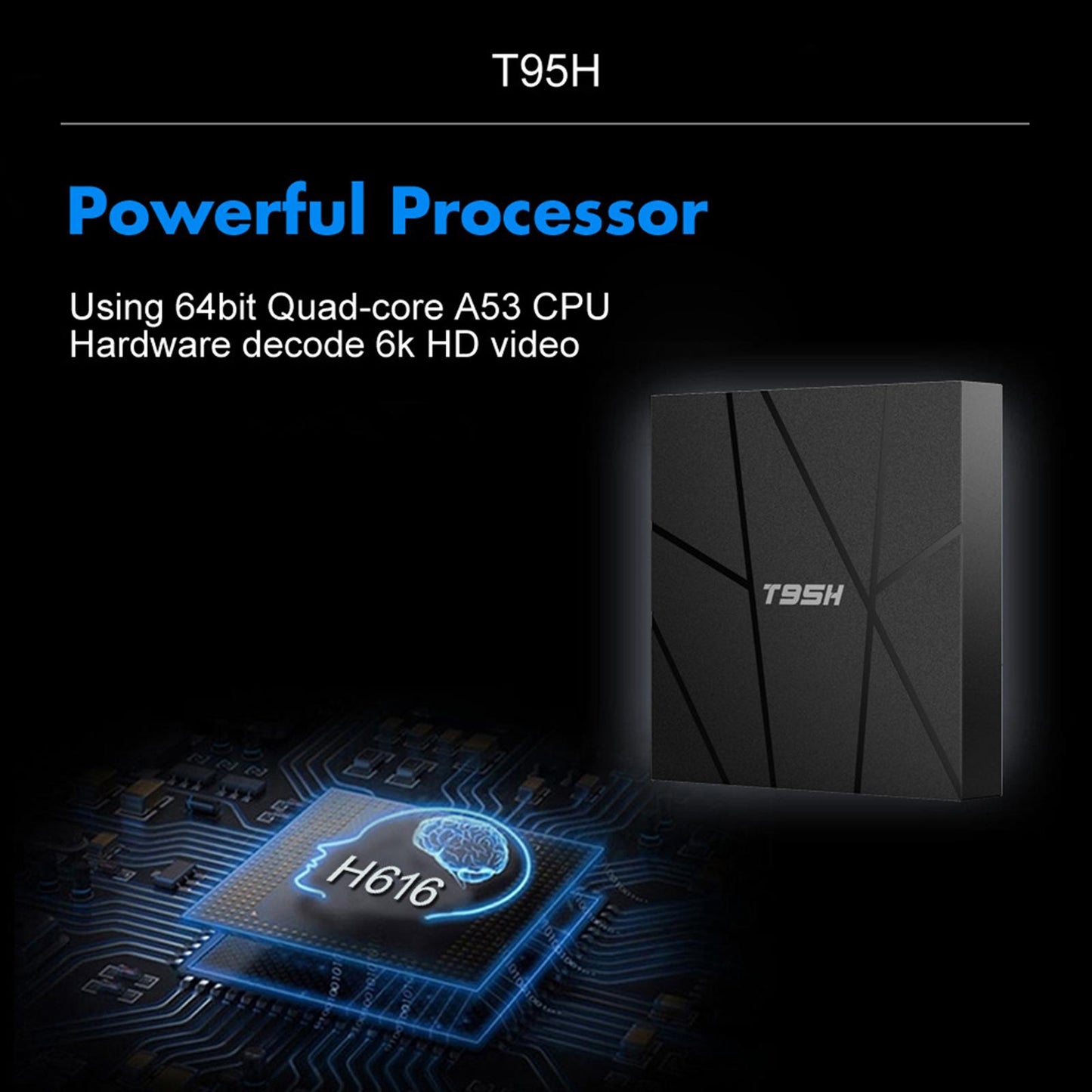 Quad Core Media Player T95H Voice Assistant STB UK Plug 1GB+8GB