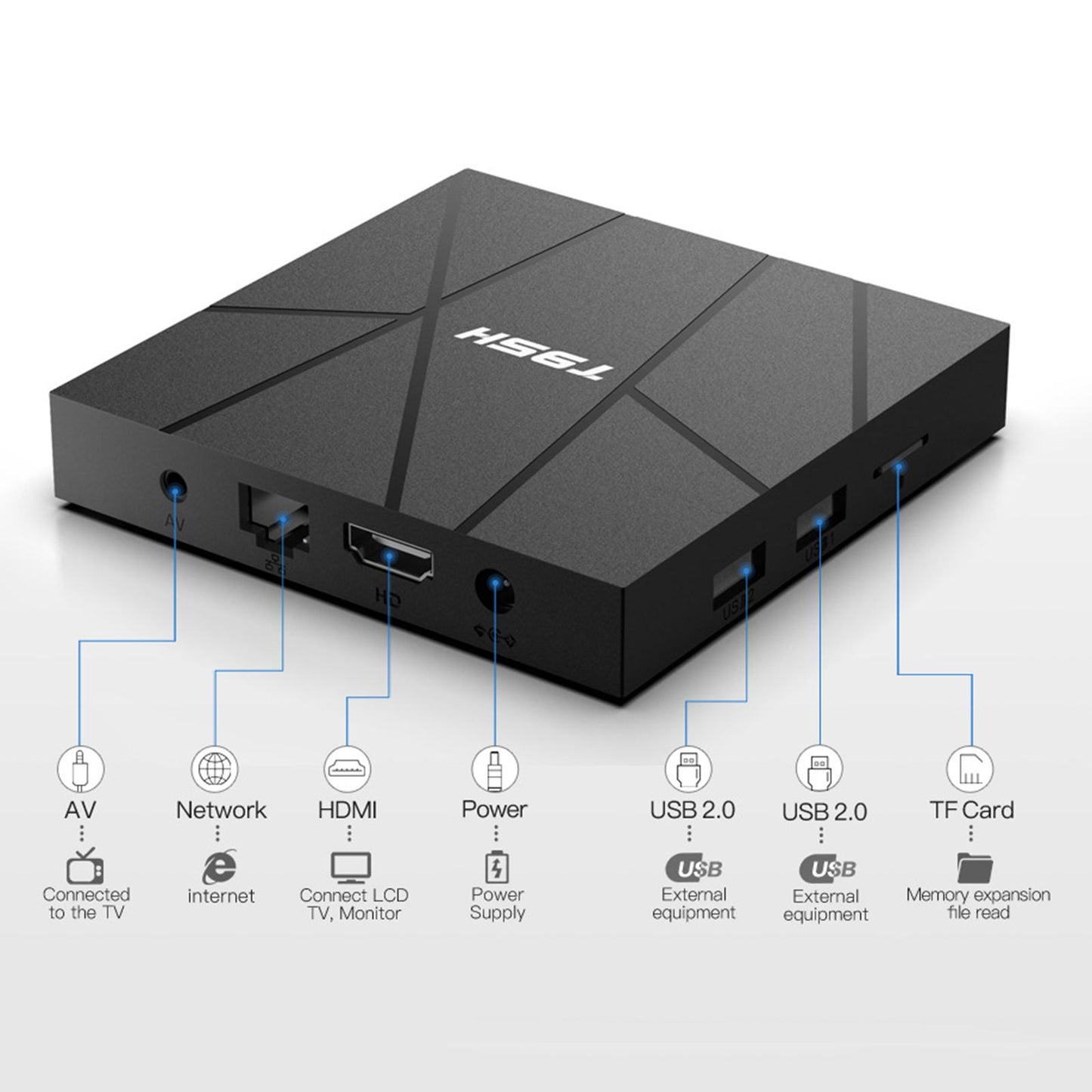 Quad Core Media Player T95H Voice Assistant STB AU Plug 4GB+32GB