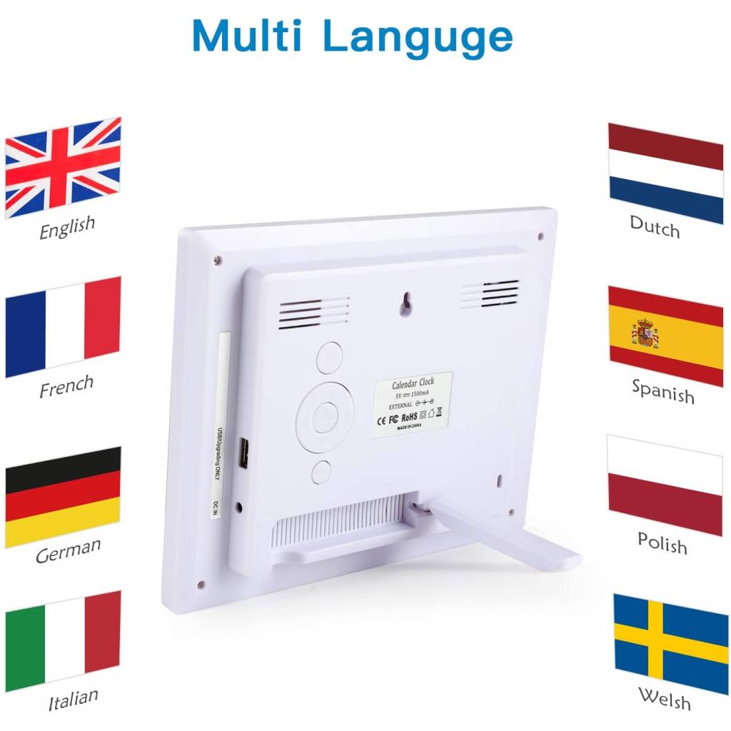 8" Large Screen Display Day & Month Digital Calendar Alarm Day Clock Elderly