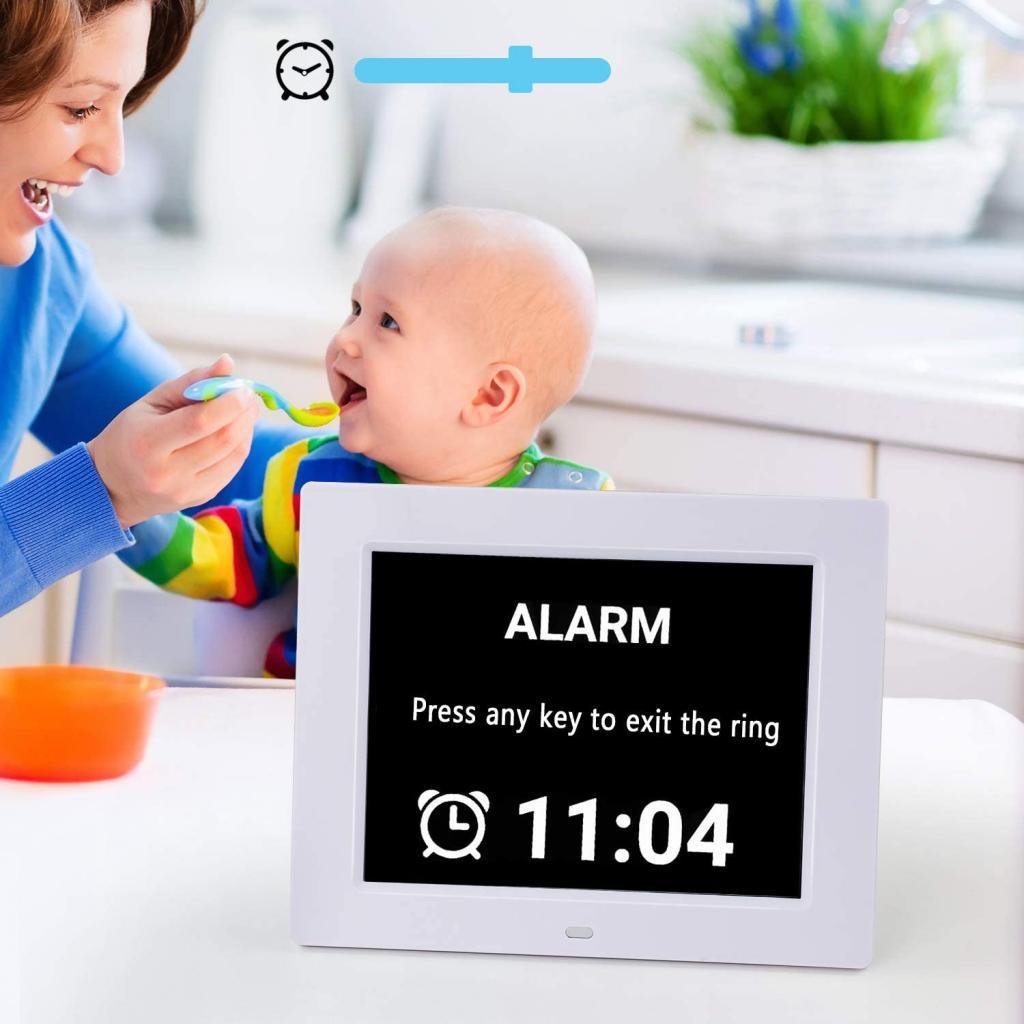 8" Large Screen Display Day & Month Digital Calendar Alarm Day Clock Elderly