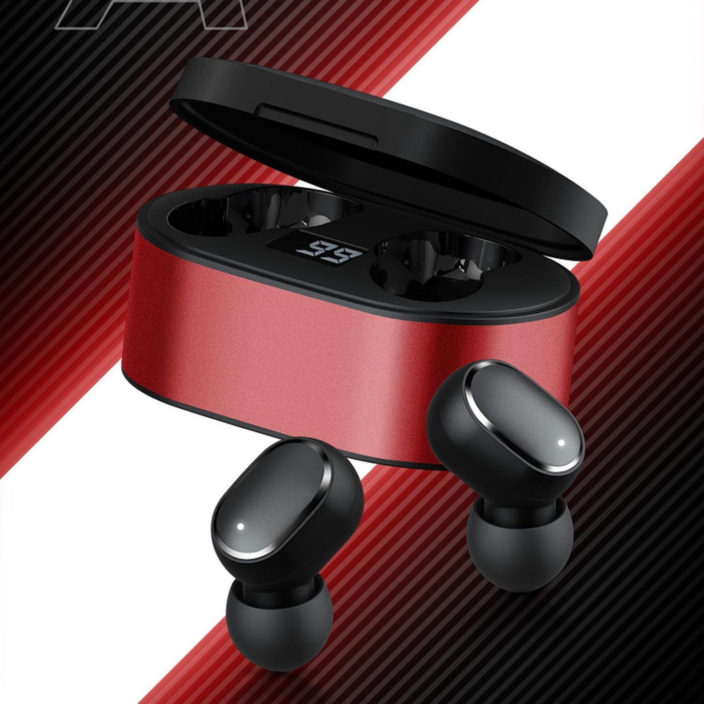 TWS Bluetooth Earphones Wireless Headphone Smart Touch Earbuds Headset Red