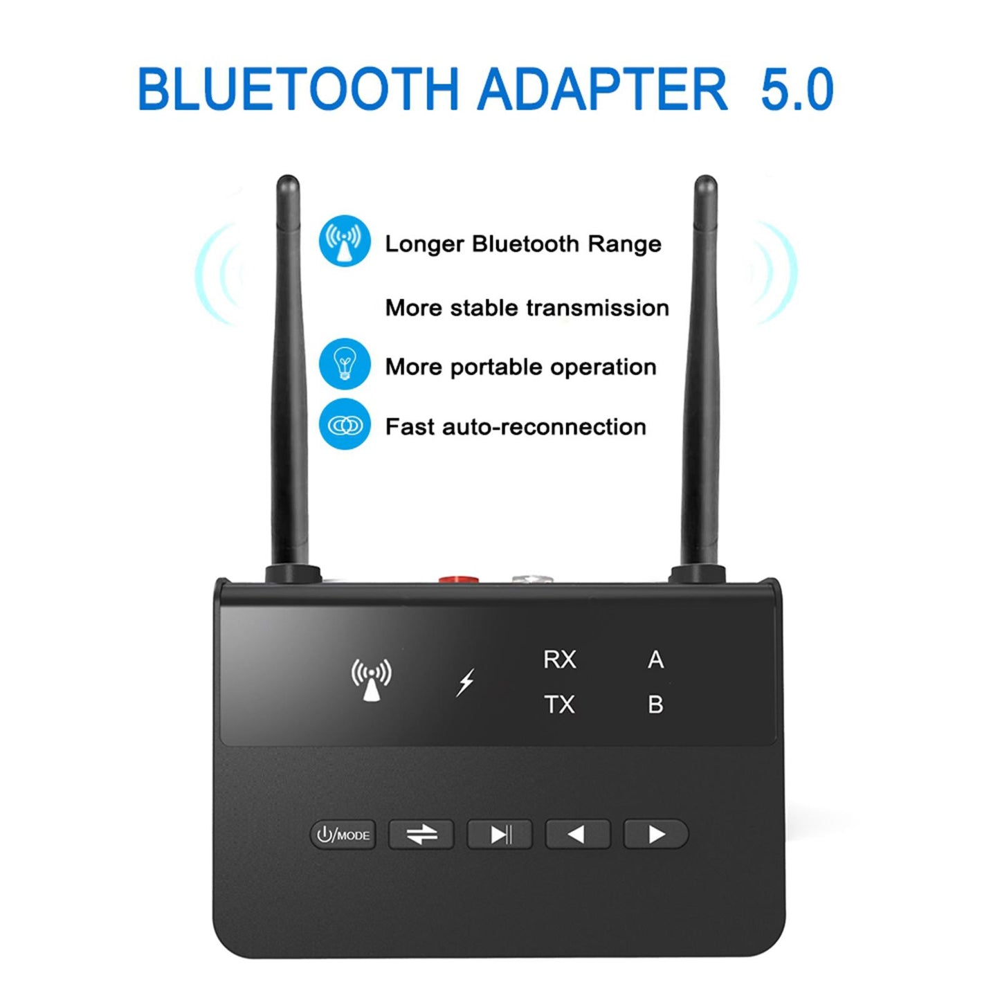 2in1 3.5mm Bluetooth5.0 Adapter Low Latency 80m for TV Home Sound System Car