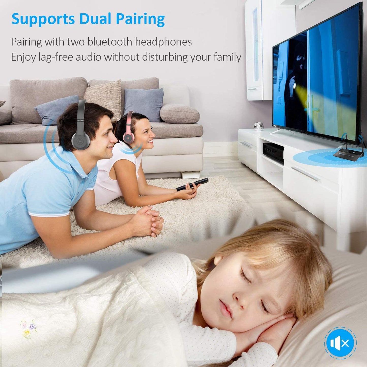 2in1 3.5mm Bluetooth5.0 Adapter Low Latency 80m for TV Home Sound System Car