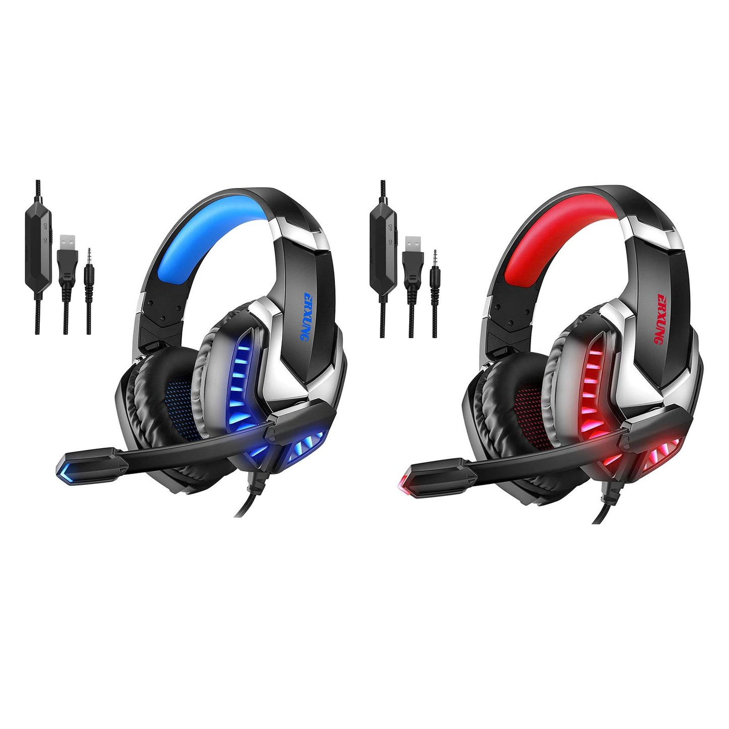 3.5mm USB Wired Gaming Headphones with Mic for PC Computer Laptop blue