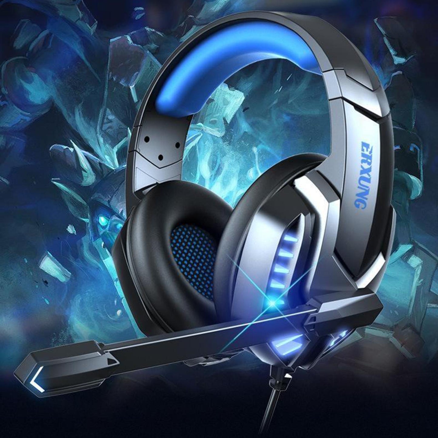 3.5mm USB Wired Gaming Headphones with Mic for PC Computer Laptop red