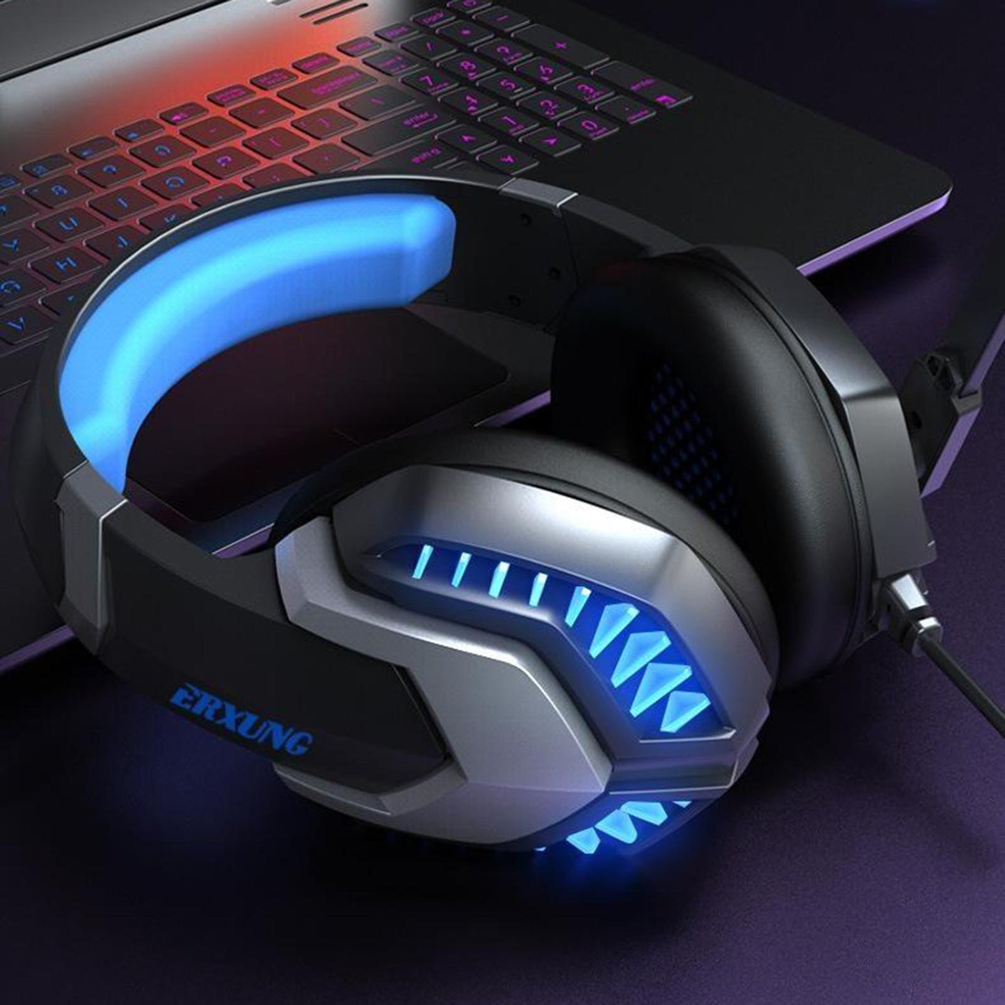 3.5mm USB Wired Gaming Headphones with Mic for PC Computer Laptop red