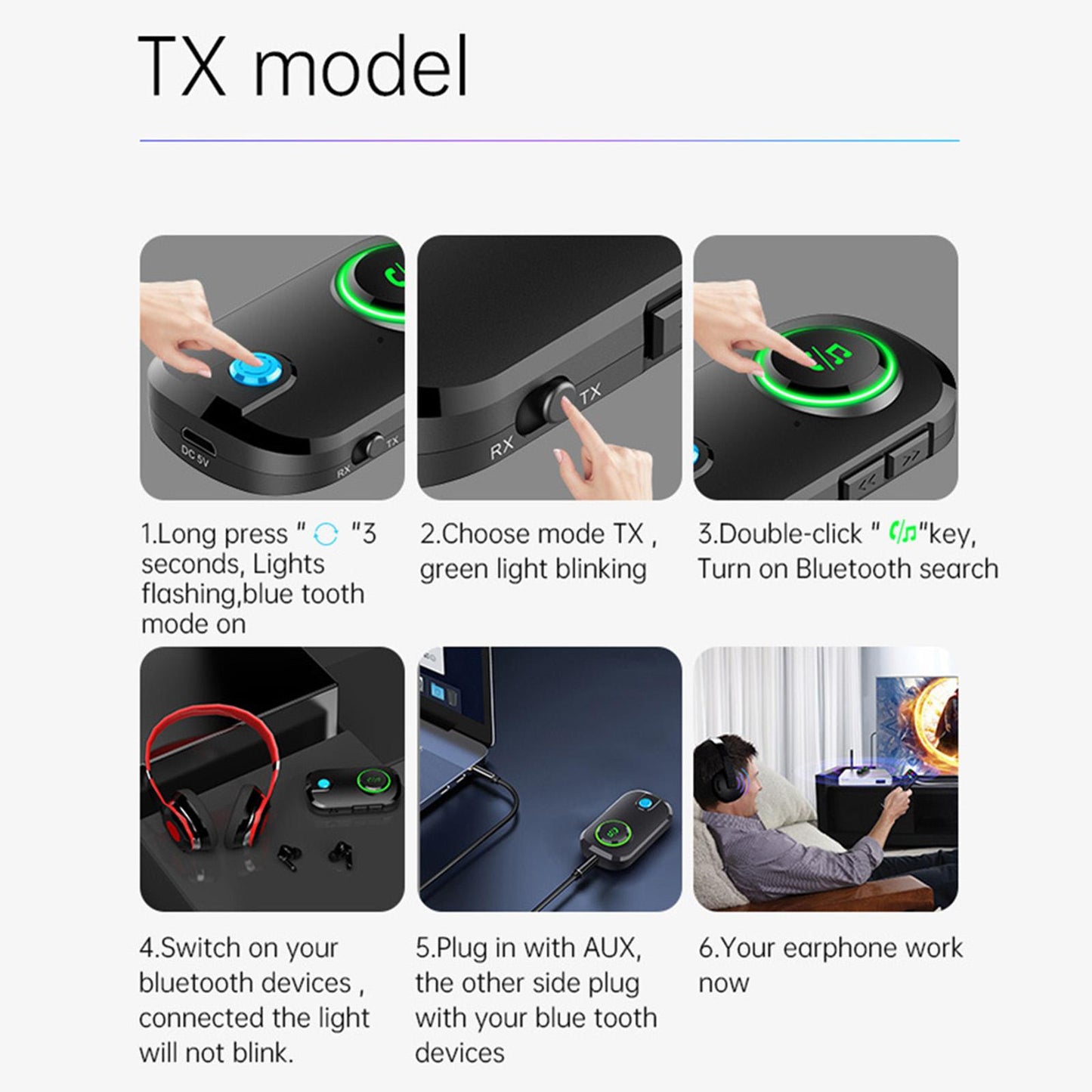 Low Latency Car 5.0 Adapter Transmitter & Receiver Multifunction