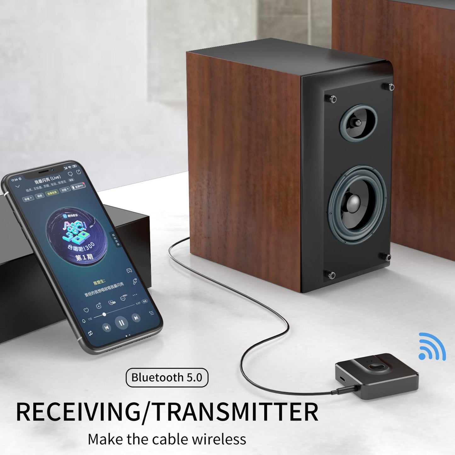 2 in 1 Bluetooth5.0 Audio Transmitter Receiver Adapter For TV PC Car Speaker