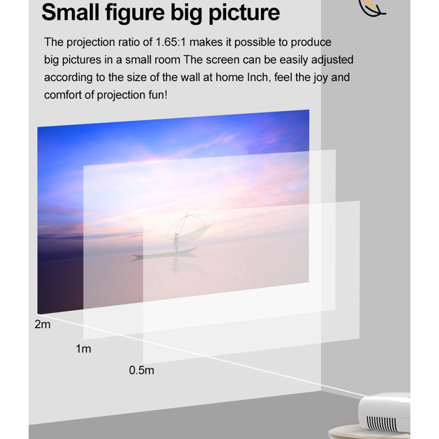 Portable Movie Mini Projector 1080P 80'' with LED HDMI AV USB AUX EU Black