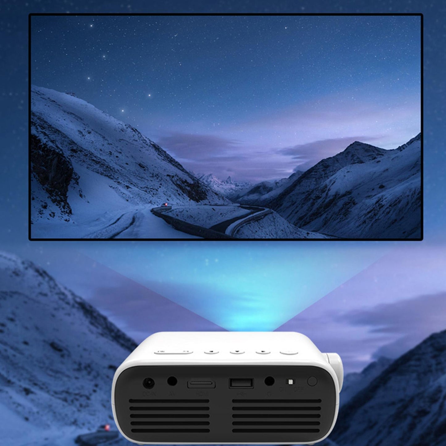 YG280 Mini Projector 1080P 80'' Display with LED HDMI AV USB AUX UK Black