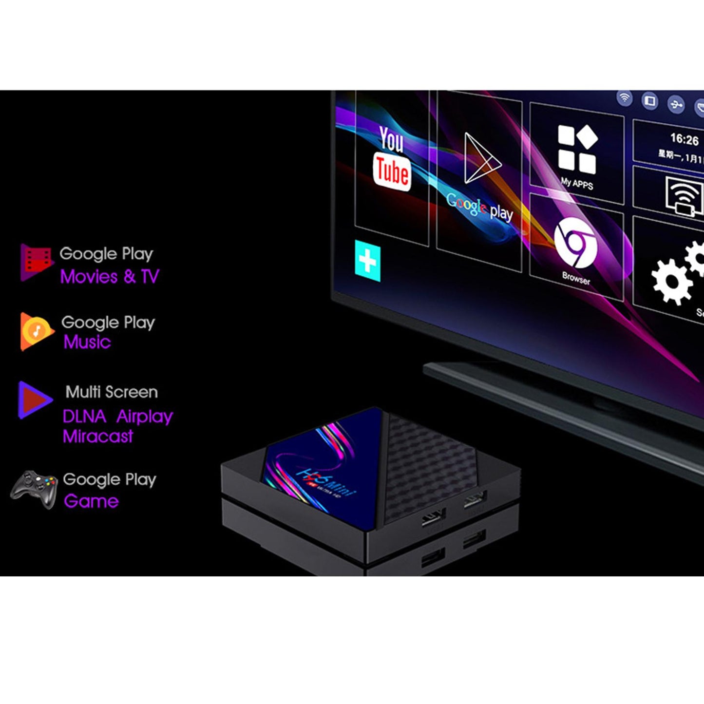 Android 10.0 Smart Box RK3228A Chip 2.4G 5.0G WIFI 3D Smart Player 2G+16G UK