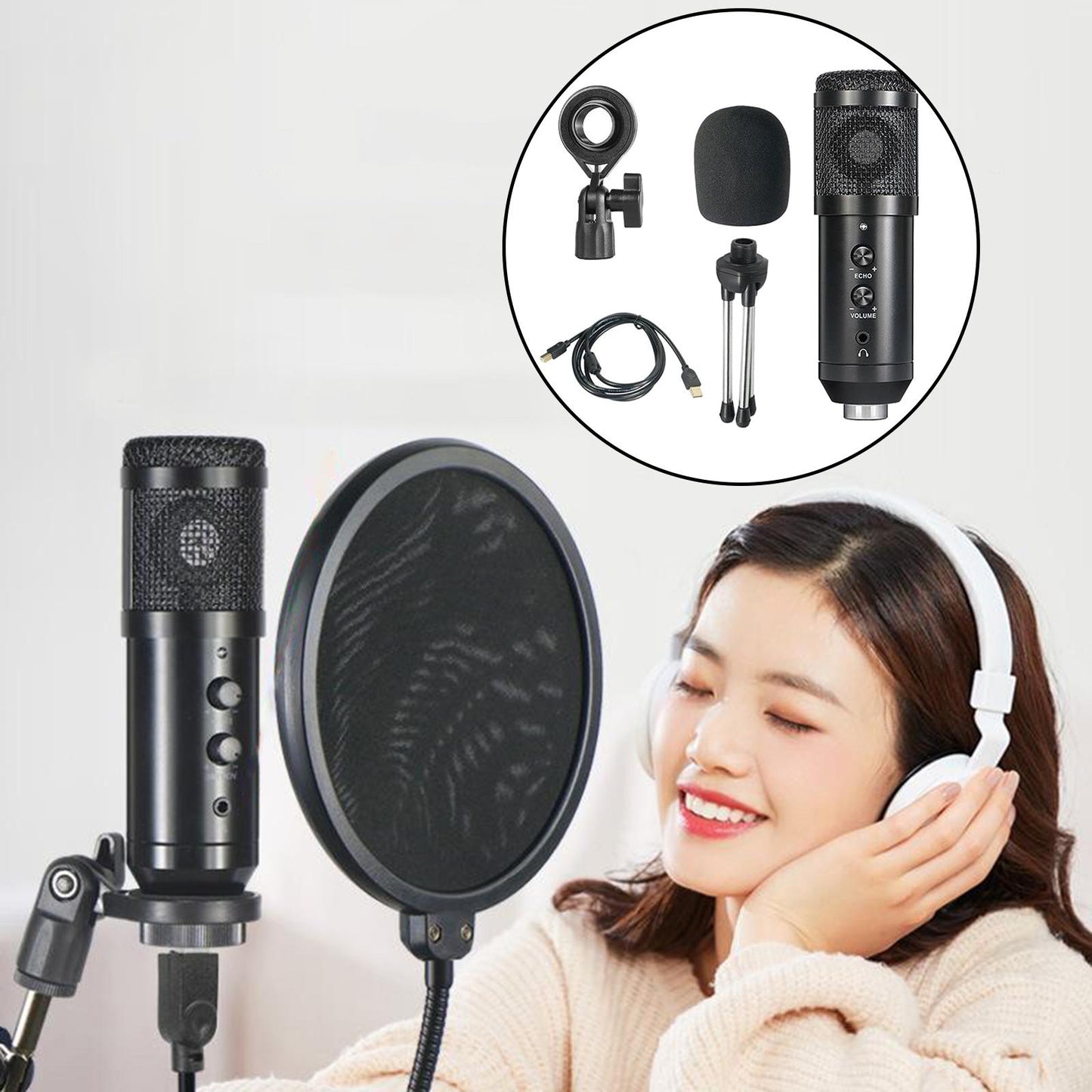 USB Condenser Microphone +Tripod Stand For Gaming Chating Recording Computer
