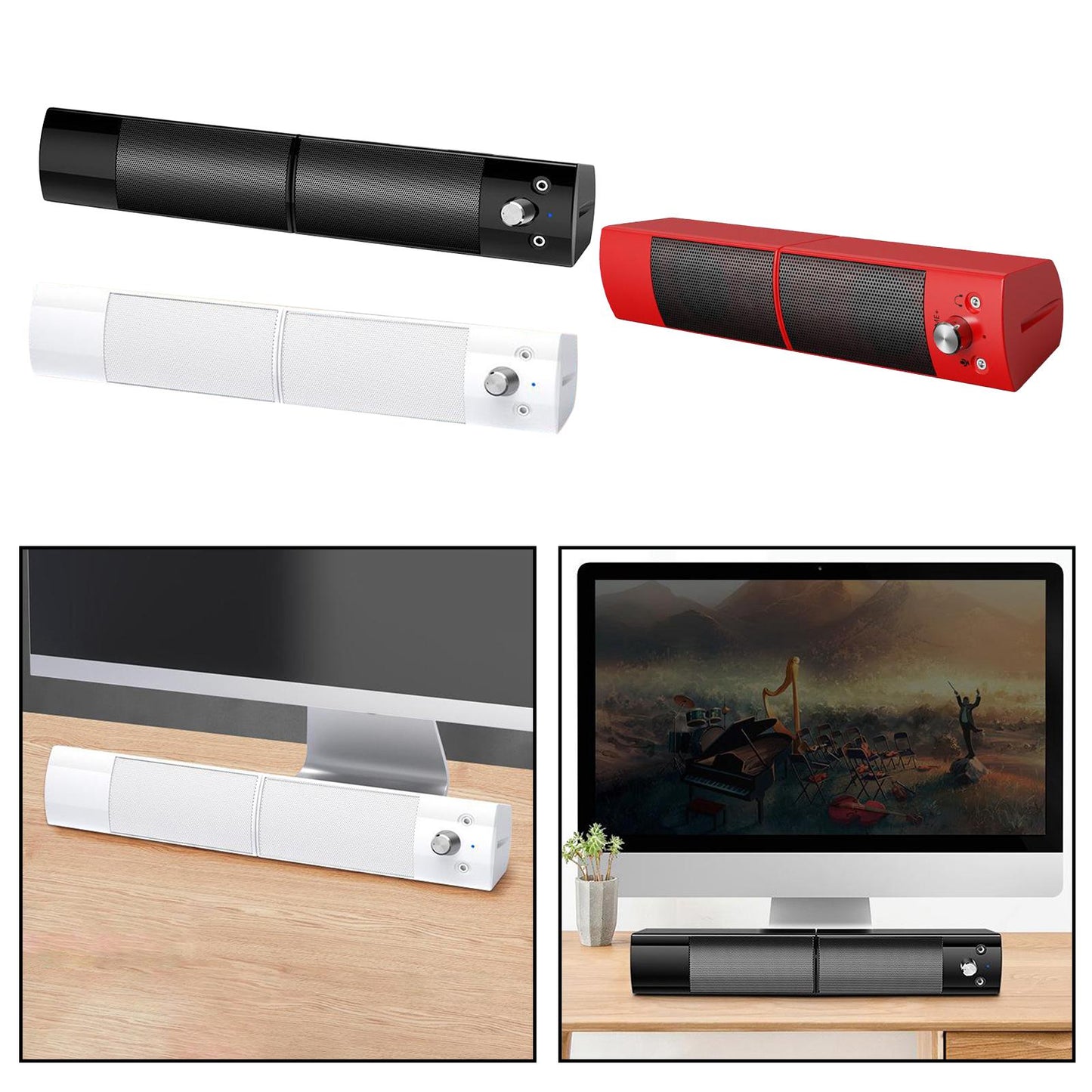 Computer Bluetooth Speaker Surround Sound Portable Table Subwoofer Black