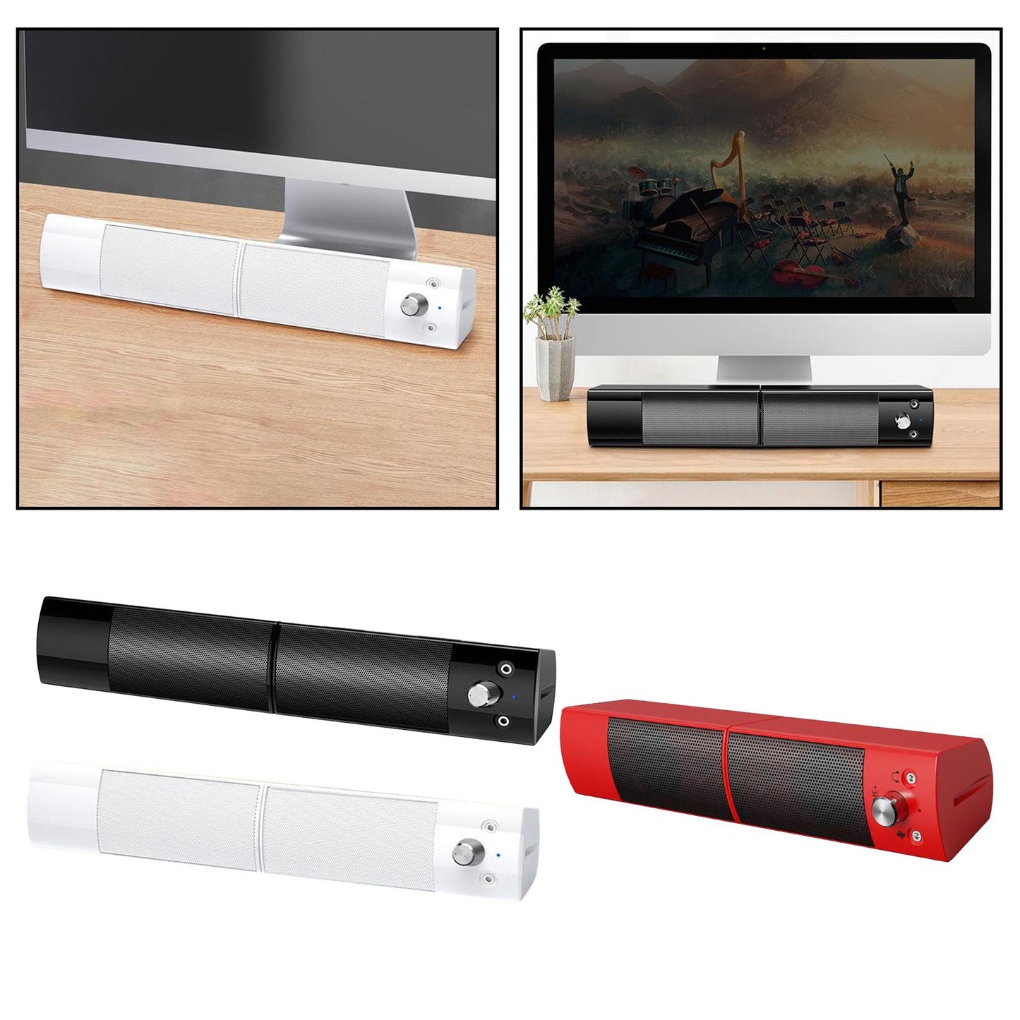 Computer Bluetooth Speaker Surround Sound Portable Table Subwoofer Black