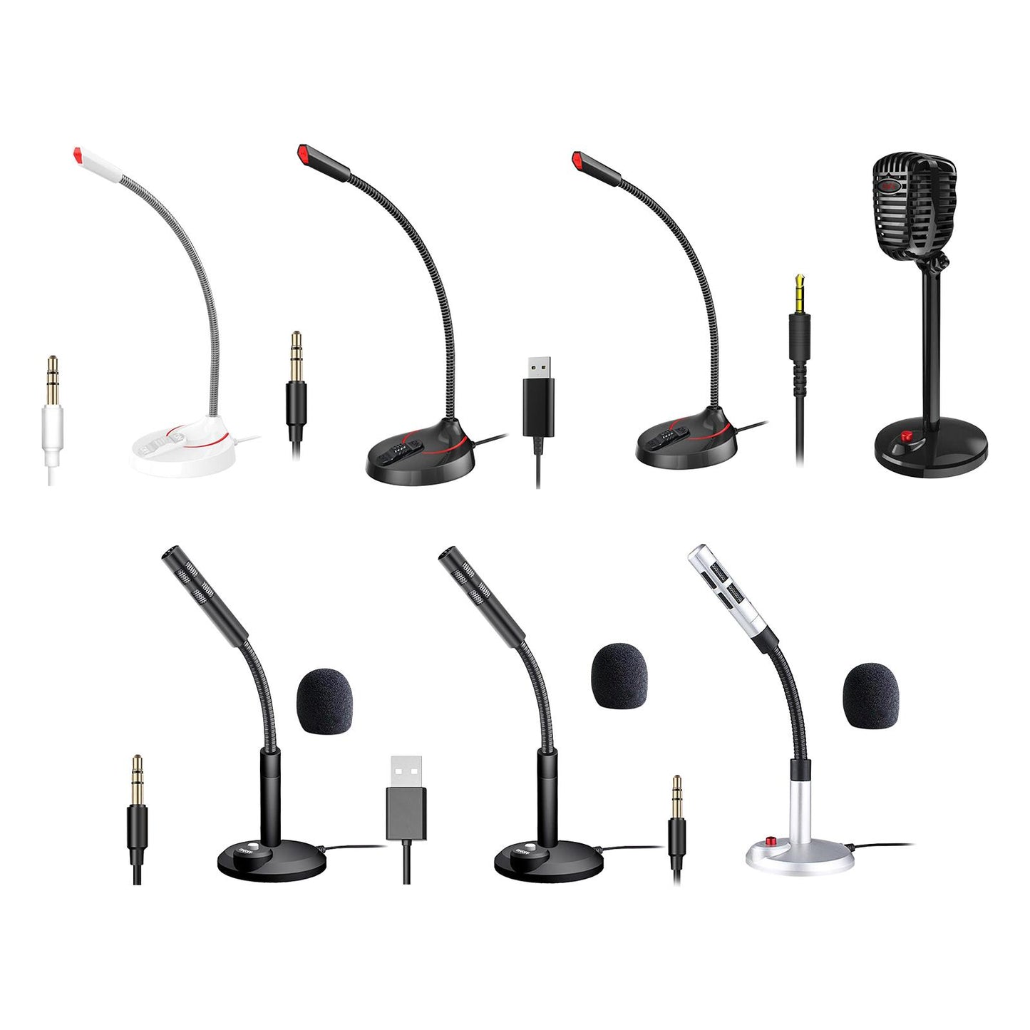 USB/3.5mm Mini Condenser Microphone Mic for PC Computer F11 Black 3.5mm