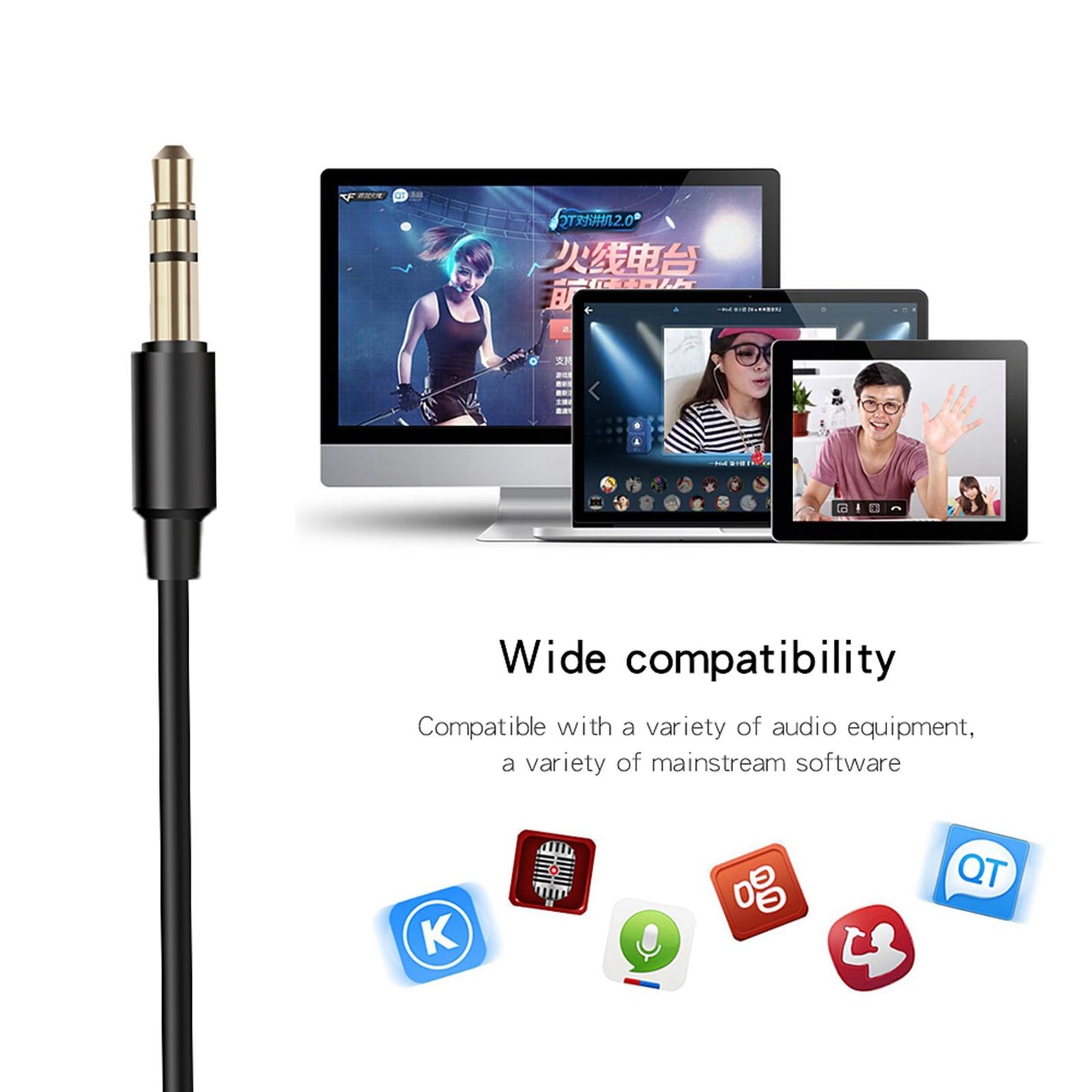 USB/3.5mm Mini Condenser Microphone Mic for PC Computer F11 Silver 3.5mm