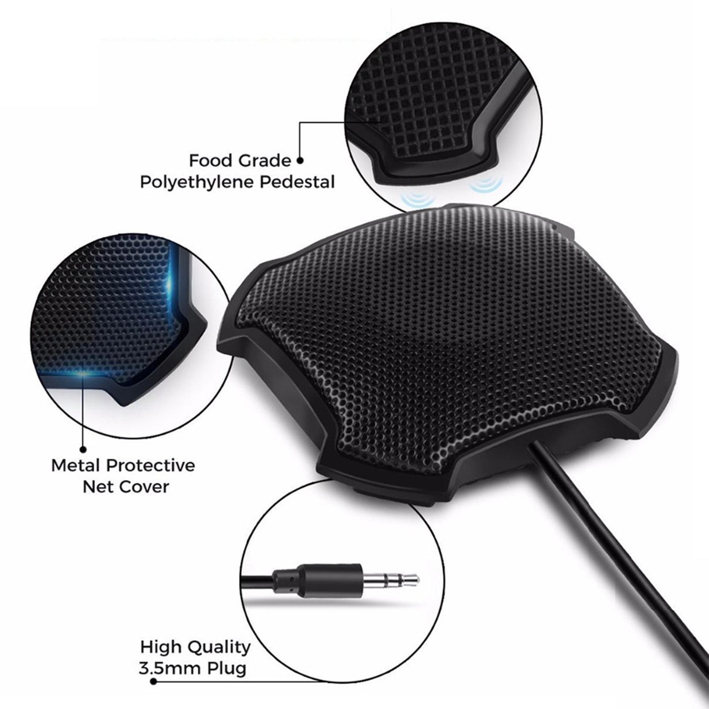 360 Omnidirectional Condenser Microphone 3.5mm Stereo Desktop for Skype