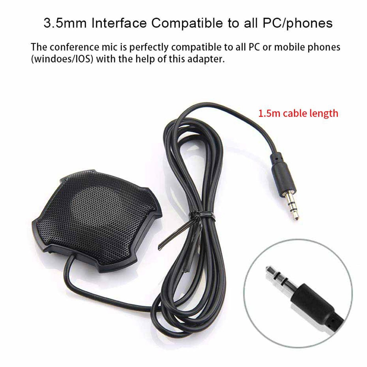 360 Omnidirectional Condenser Microphone 3.5mm Stereo Desktop for Skype