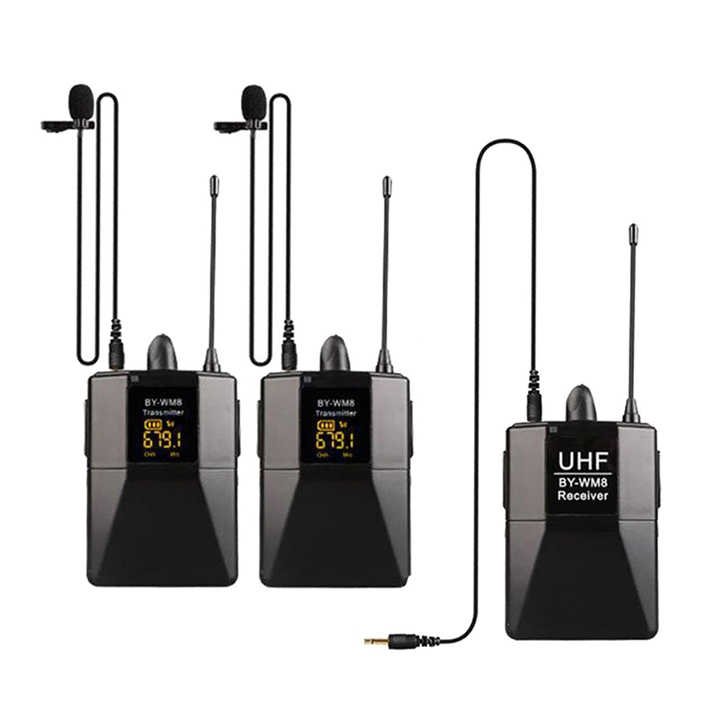 Wireless Lavalier Microphone for DSLR Interview Video Recording 1 to 2