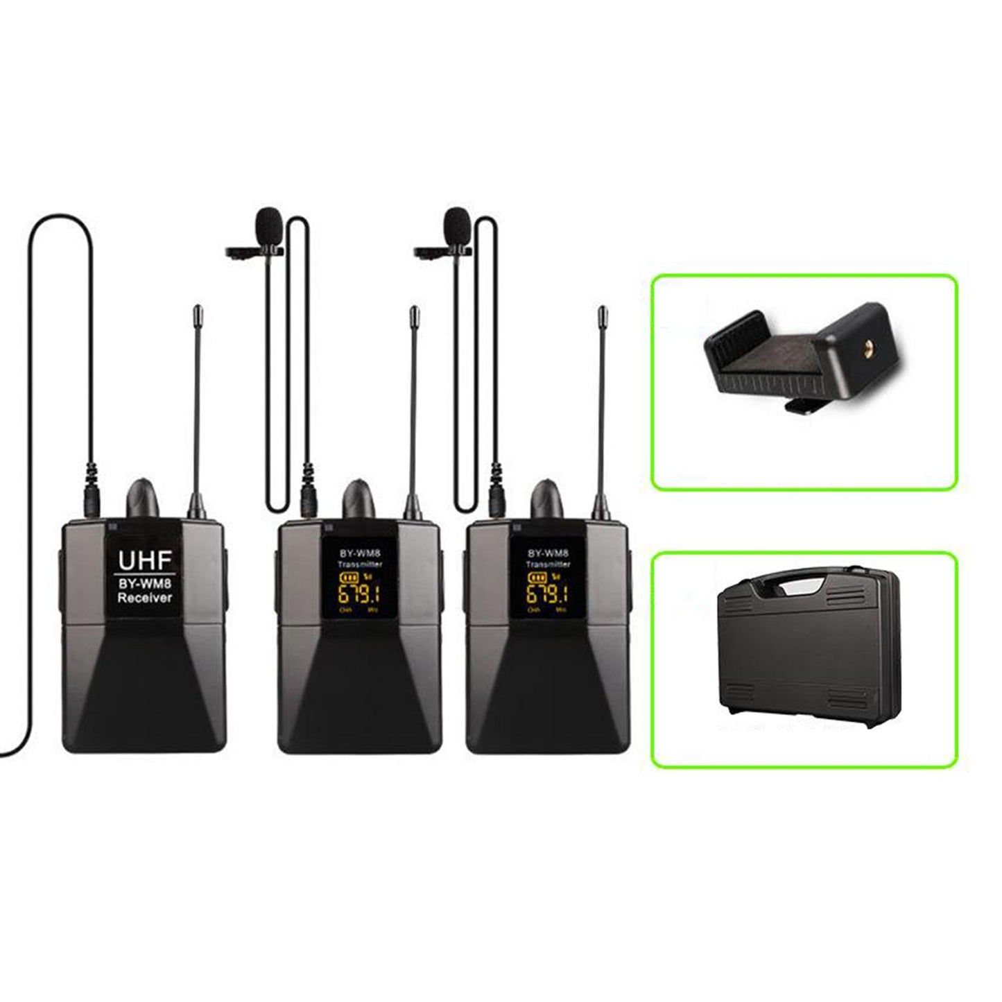 Wireless Lavalier Microphone for DSLR Interview Video Recording 1 to 2