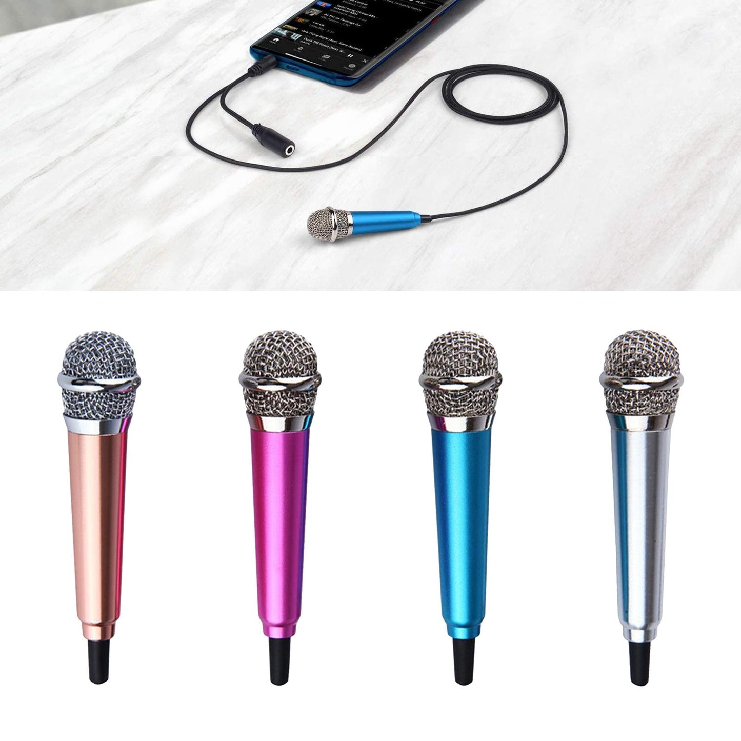 Portable Mini Karaoke Microphone Mic for Singing Voice Recording Rose Gold