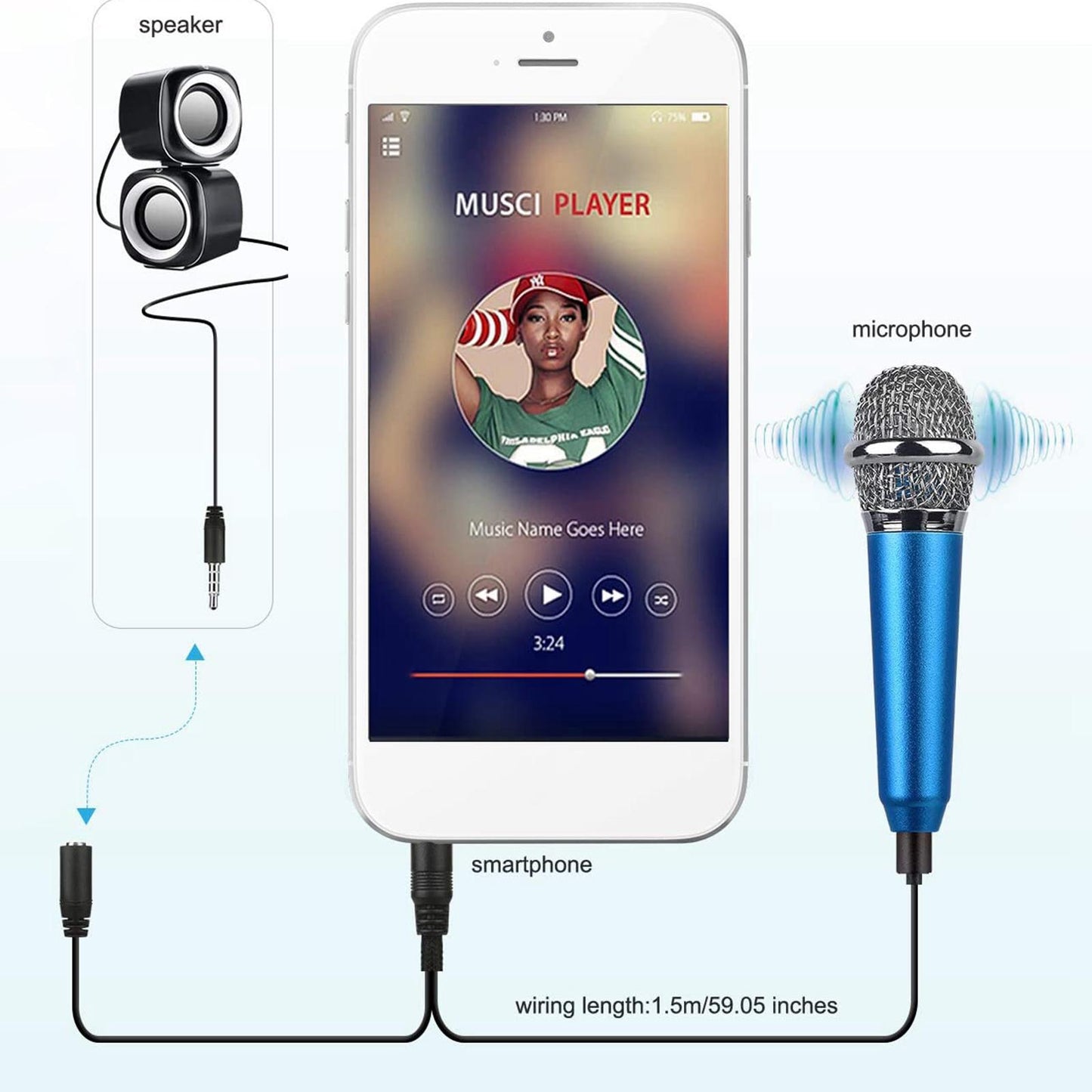 Portable Mini Karaoke Microphone Mic for Singing Voice Recording Gold