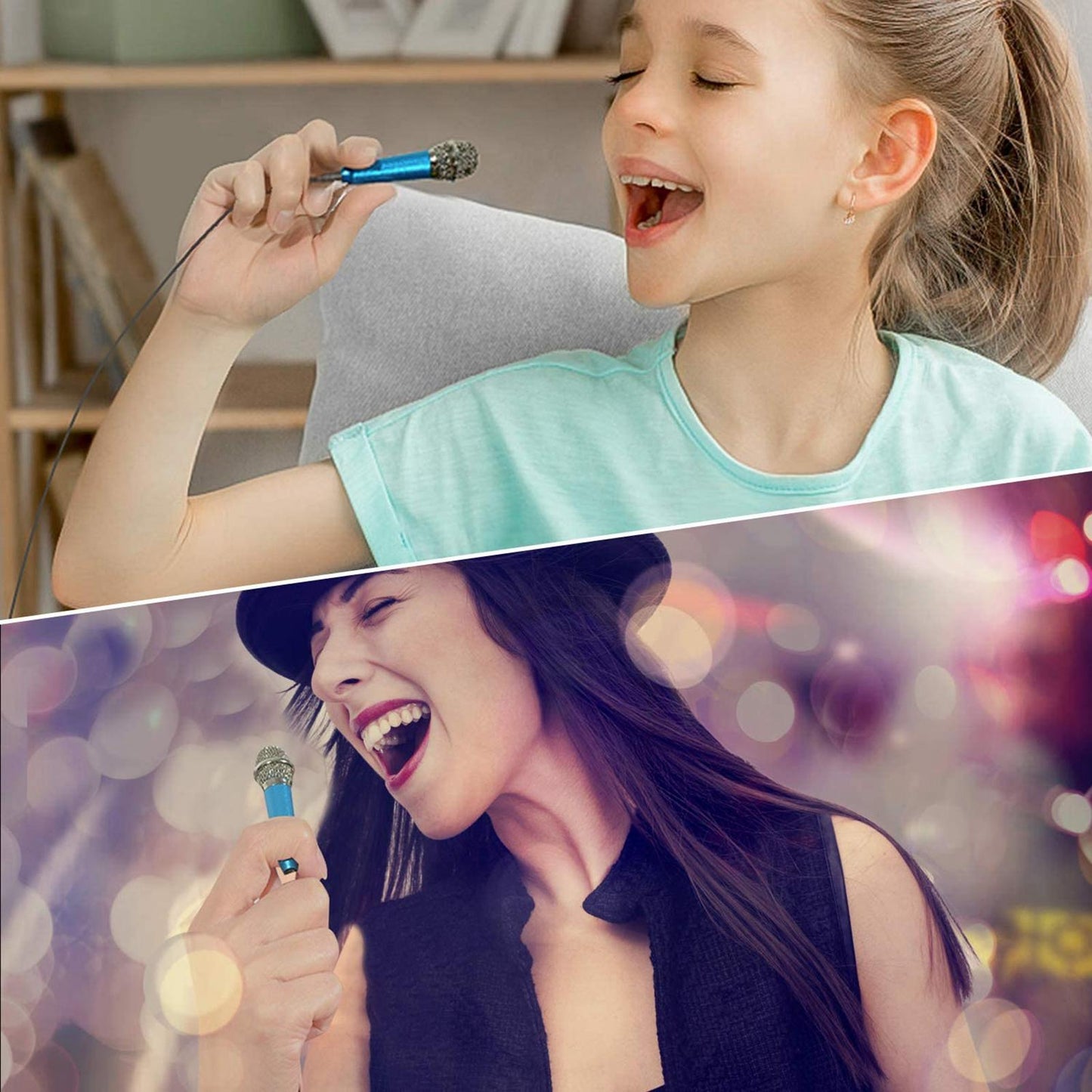 Portable Mini Karaoke Microphone Mic for Singing Voice Recording Blue