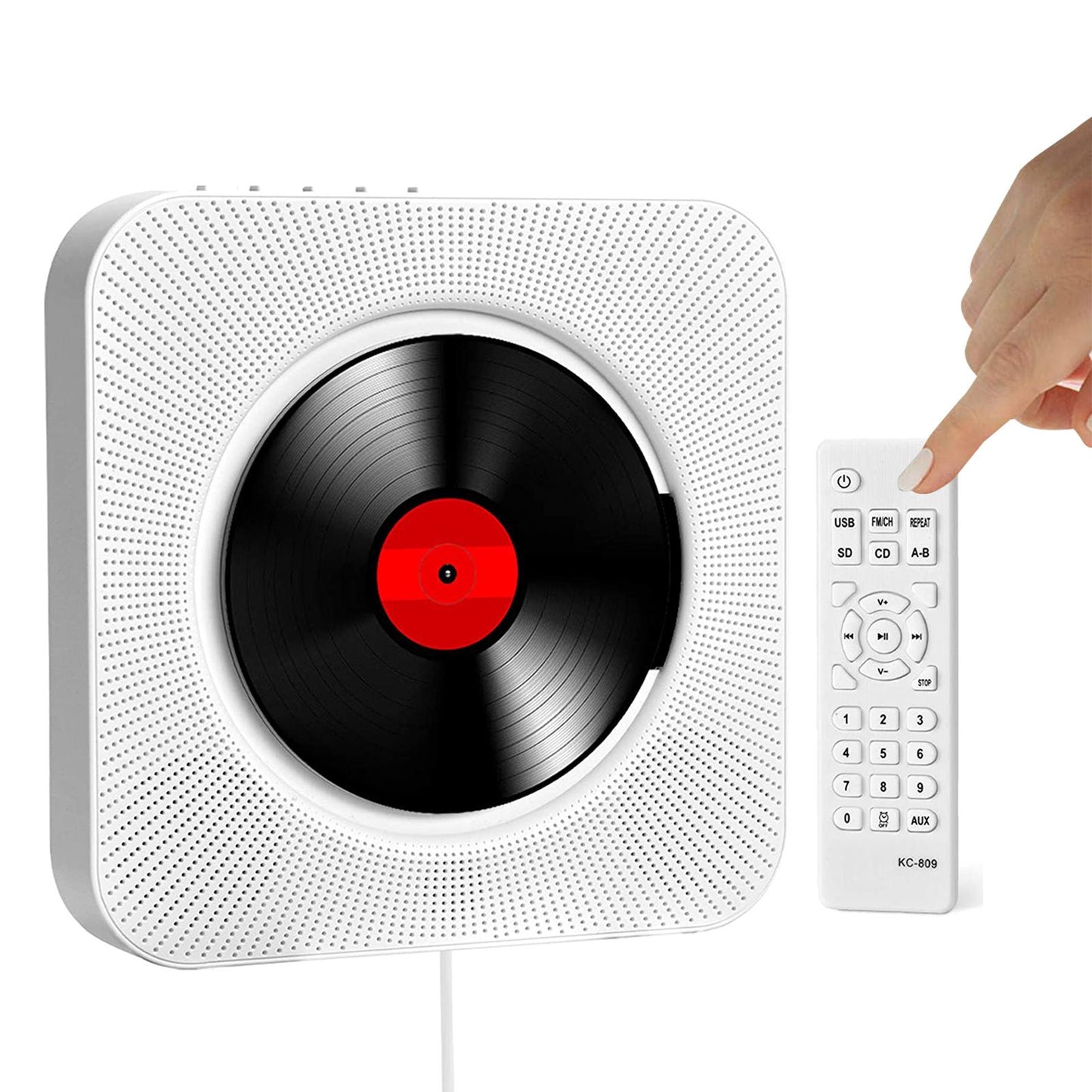 Bluetooth CD Player with FM Speakers MP3 Headphone Jack AUX SD Card US