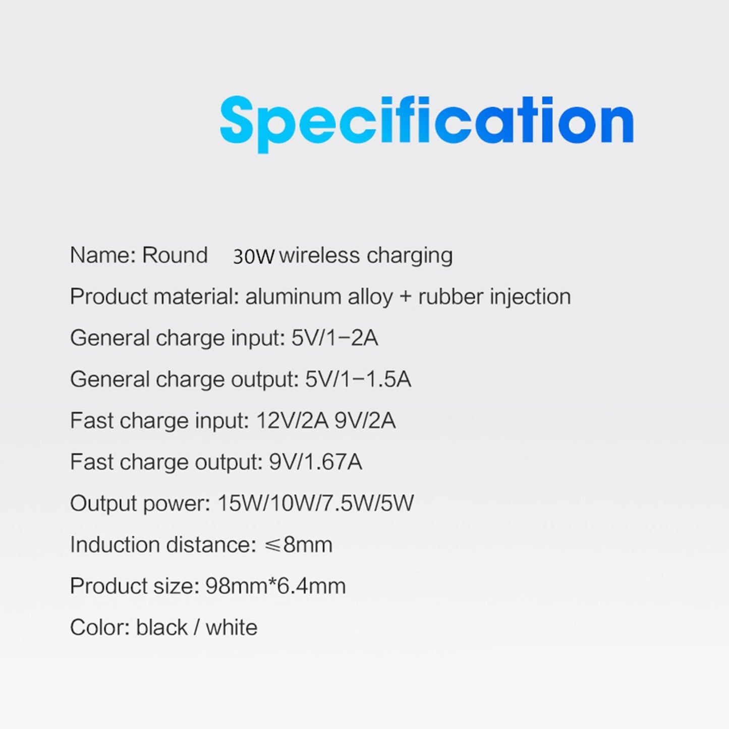 Ultra Slim Qi Wireless Charger 30W Max Pad Station for iPhone 12 X black