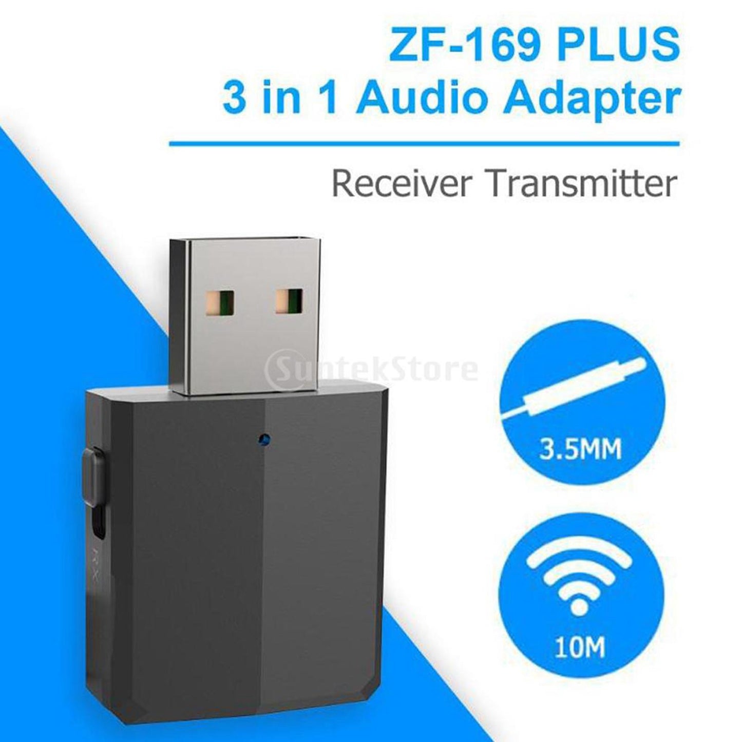 TV USB 3.5MM Bluetoooth Transmitter & Receiver Dongle for PC Computer white