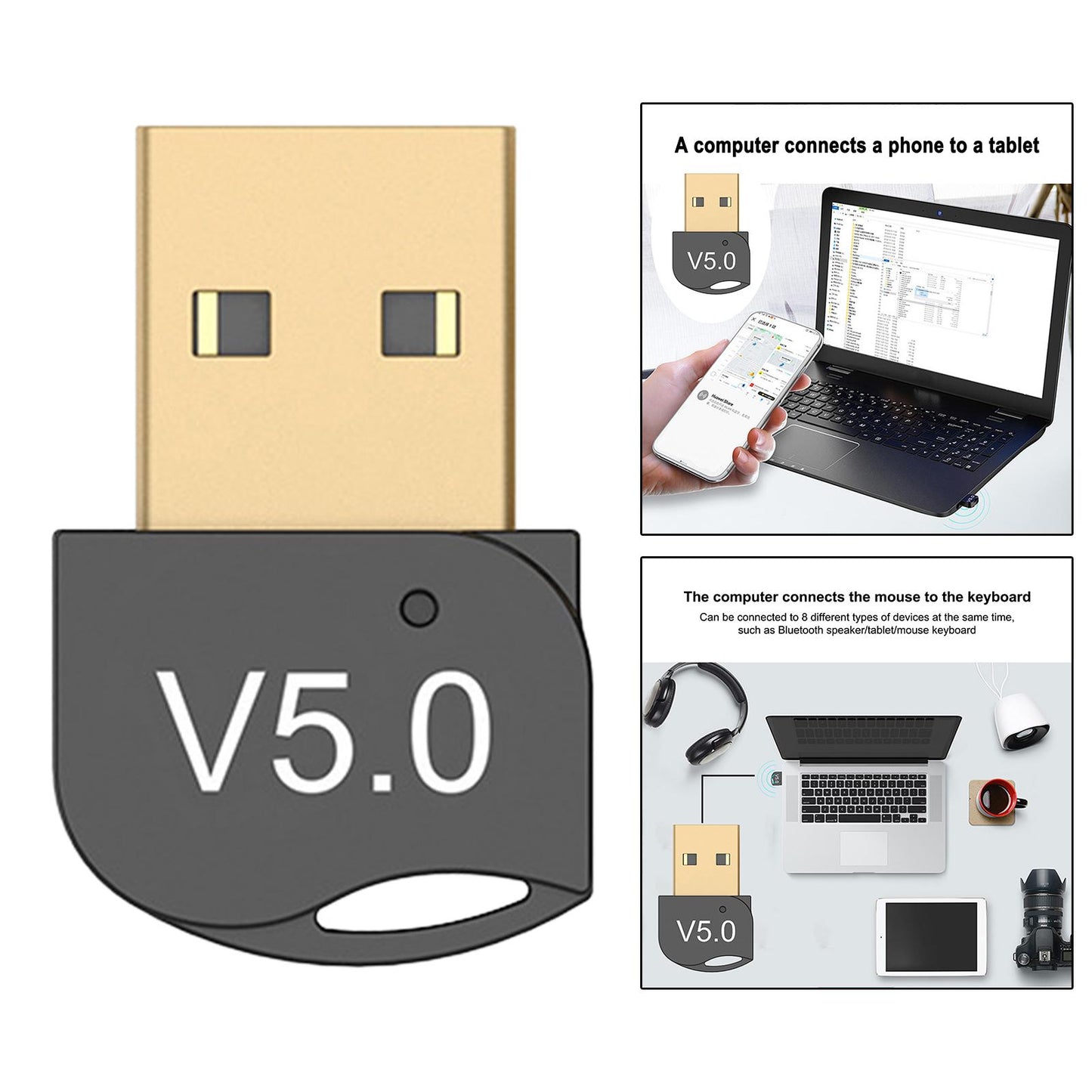 USB Bluetooth 5.0 Adapter Dongle for PC Windows 10/8/8.1 Desktop Headphone