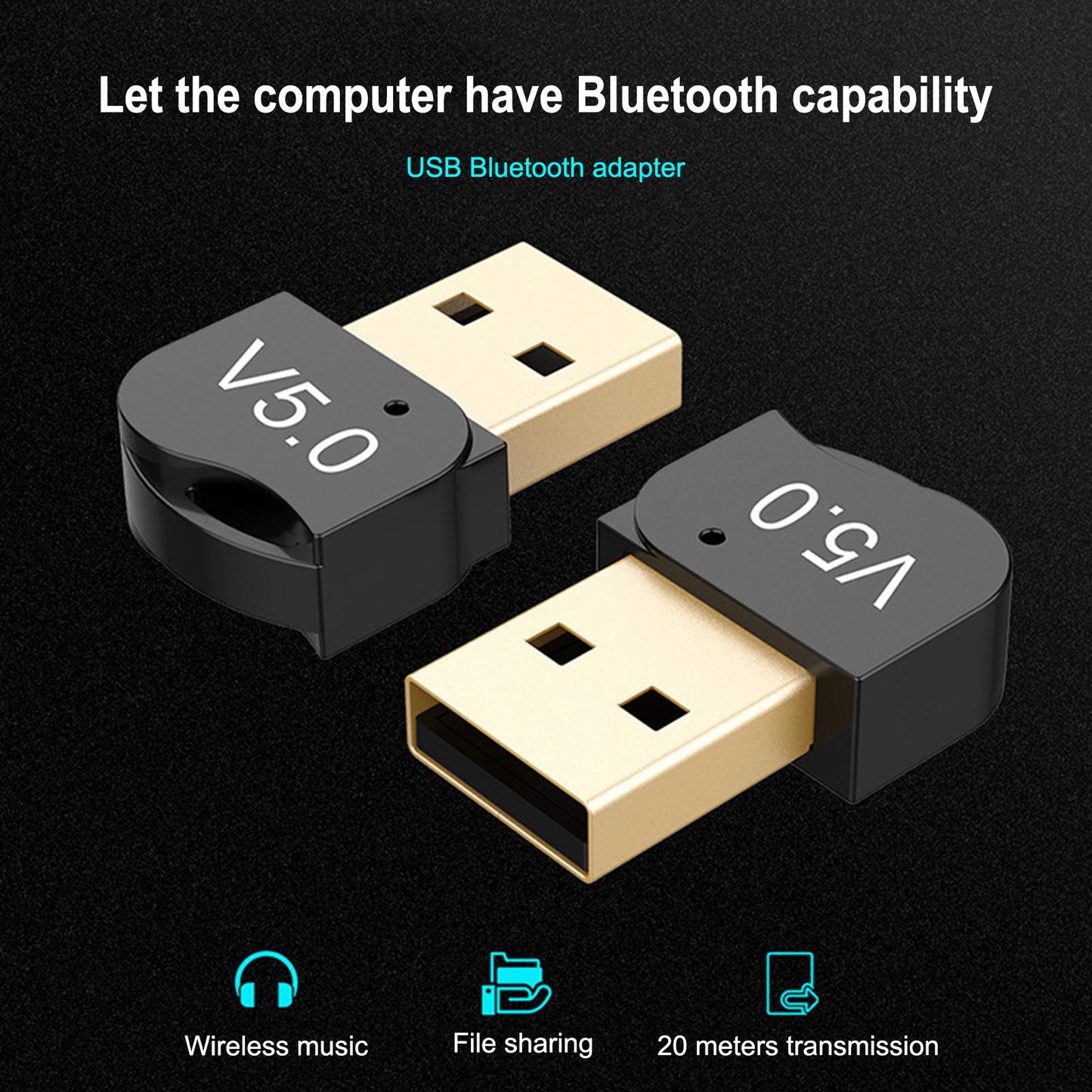 USB Bluetooth 5.0 Adapter Dongle for PC Windows 10/8/8.1 Desktop Headphone