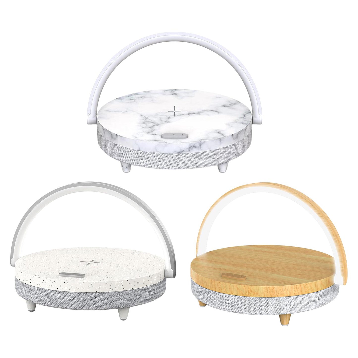 Portable Bluetooth Speaker Wireless Charger USB Powered Lamp for Home Office Wood grain