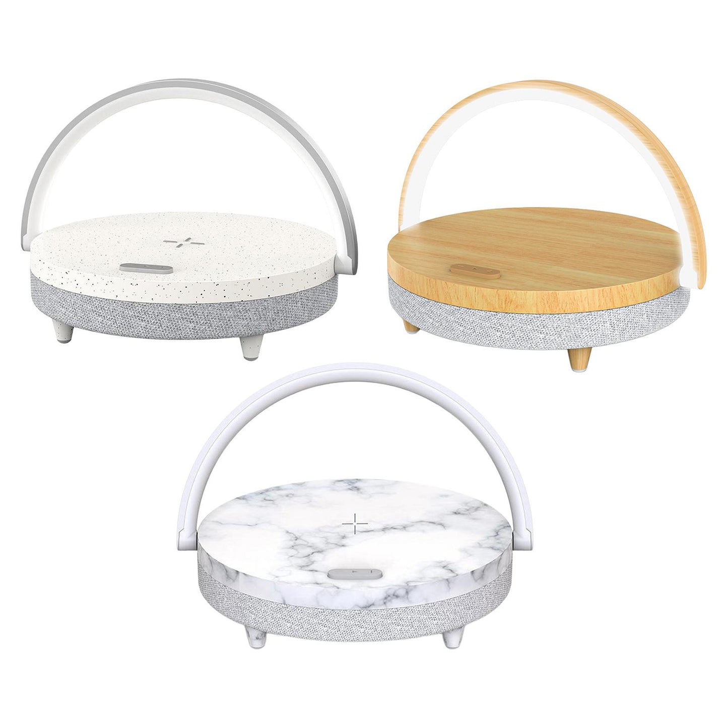 Portable Bluetooth Speaker Wireless Charger USB Powered Lamp for Home Office Wood grain