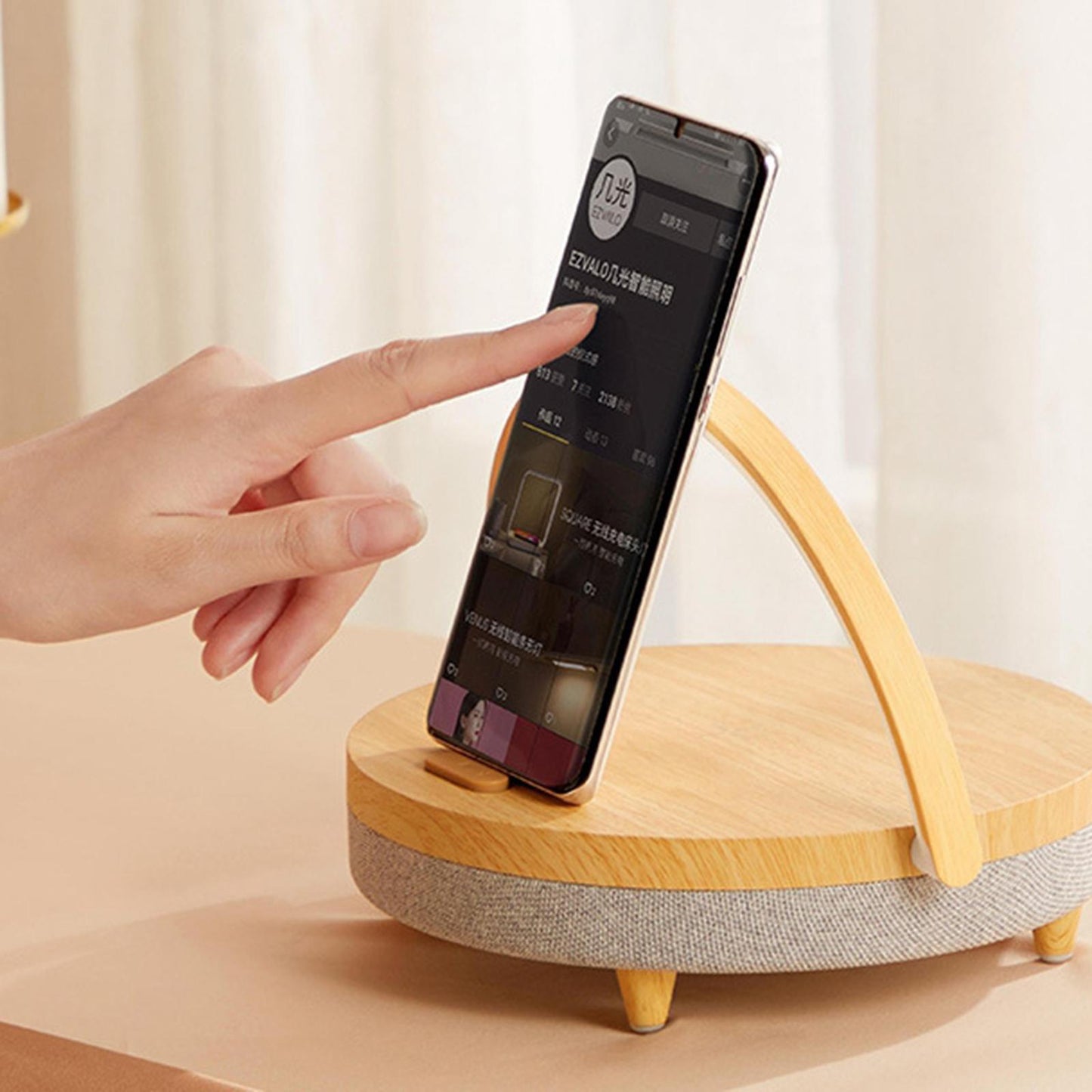 Portable Bluetooth Speaker Wireless Charger USB Powered Lamp for Home Office Marble