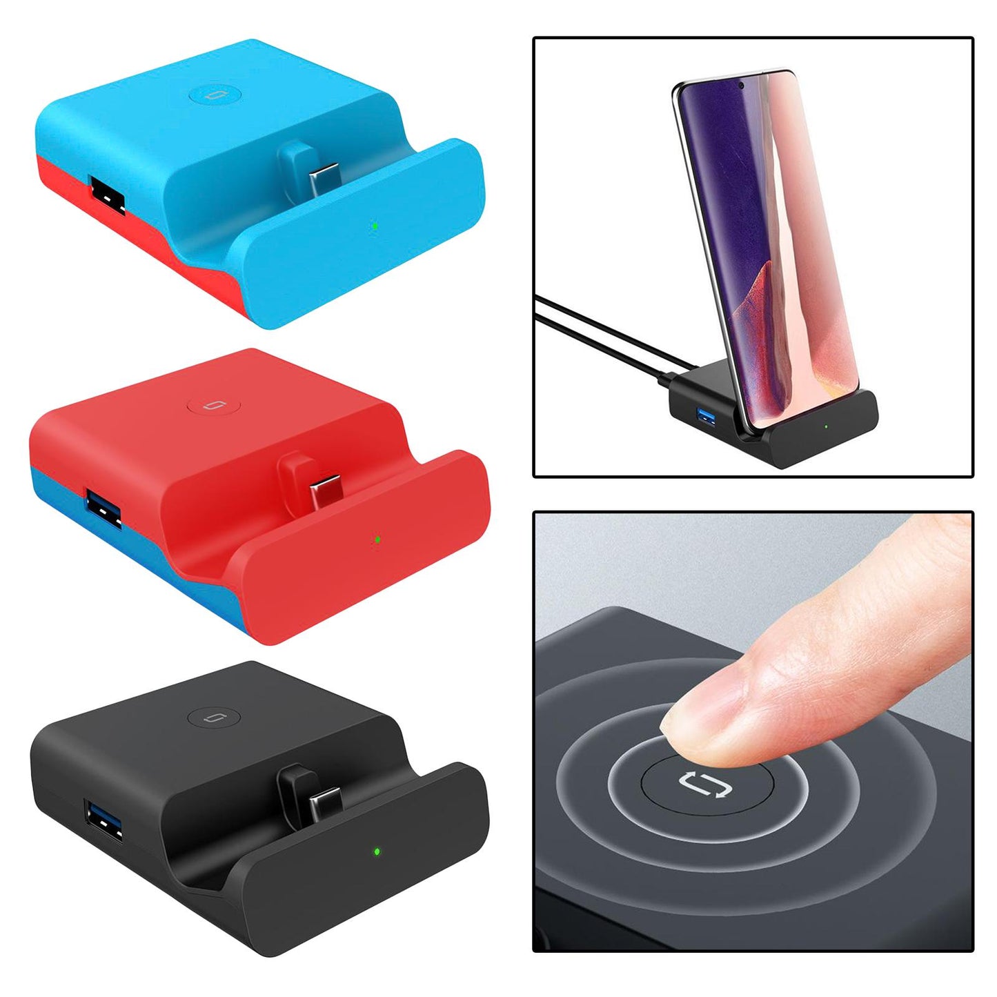 New Portable TV HDMI Converter Charging Dock Charger For Nintendo Switch NS Red