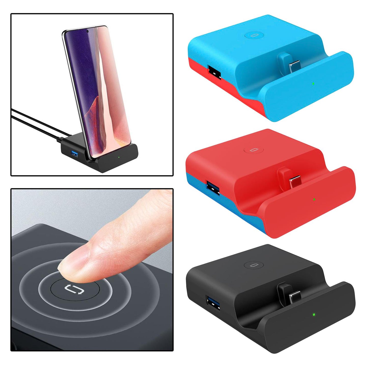 New Portable TV HDMI Converter Charging Dock Charger For Nintendo Switch NS Red