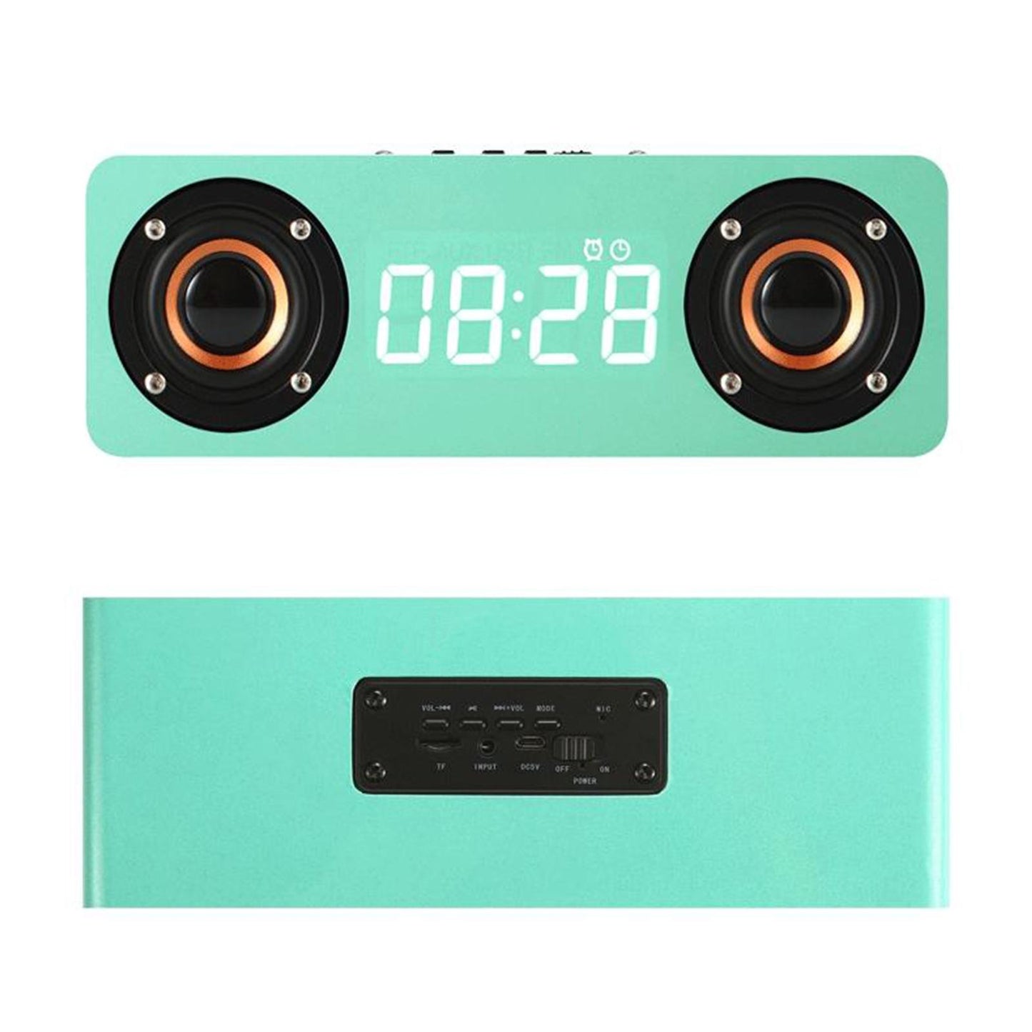 Stereo Sound Clock Soundbar Speaker for Home Office Computer Smartphone Work light green