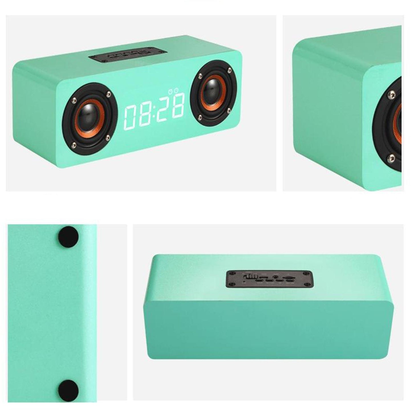 Stereo Sound Clock Soundbar Speaker for Home Office Computer Smartphone Work light green
