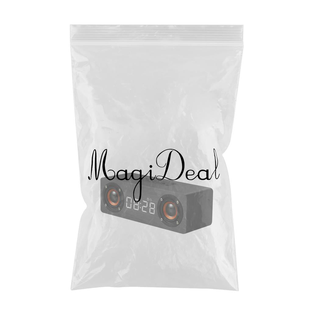 Stereo Sound Clock Soundbar Speaker for Home Office Computer Smartphone Work gray wood grain