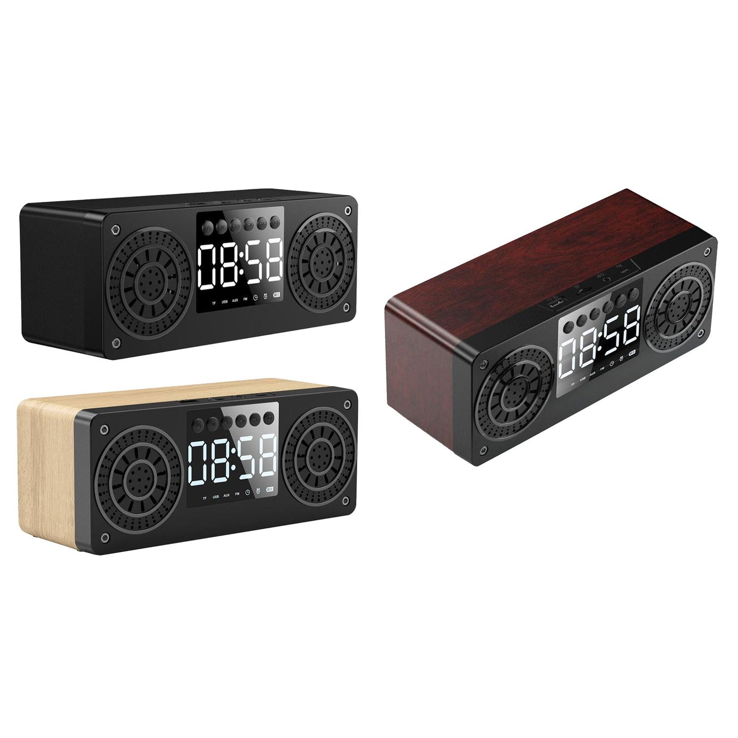 Bluetooth Portable Wooden Soundbar Audio Player for Home Office Computer black